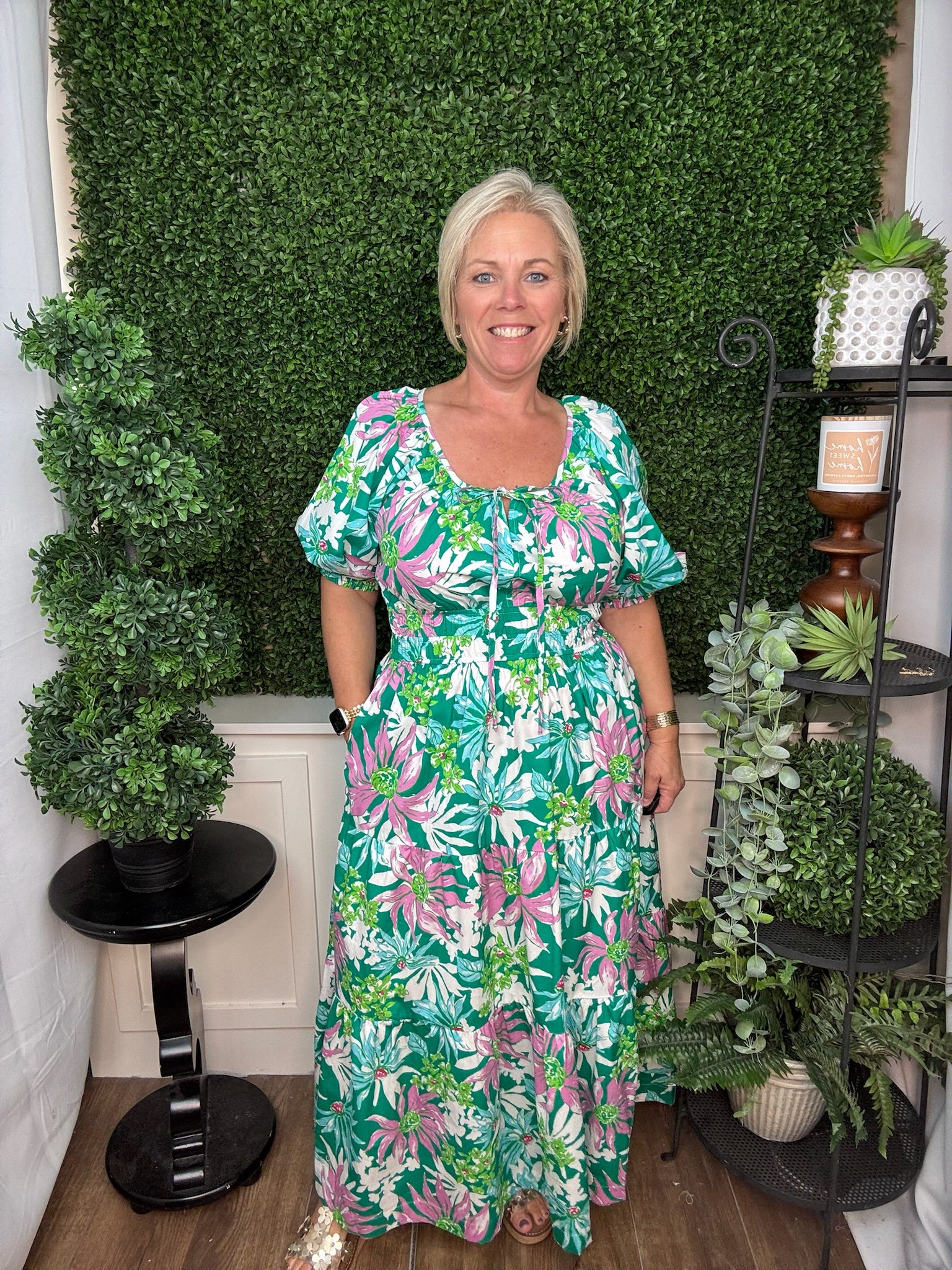 KAELI TIERED MAXI DRESS - APPLE GREEN