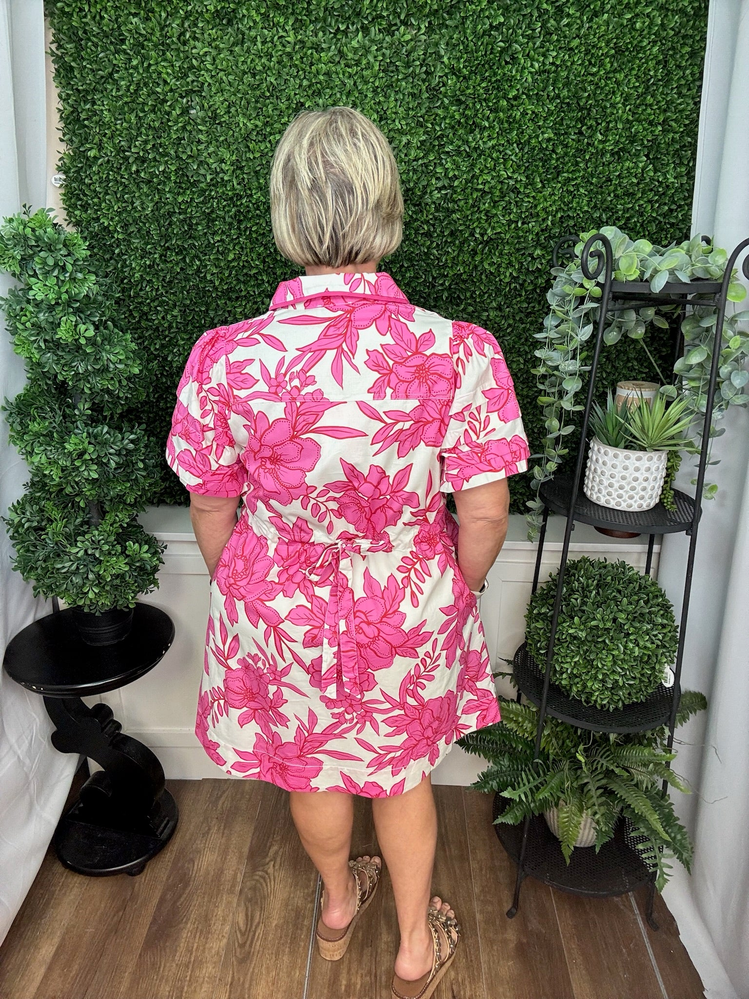 Floral Puff Sleeve Tunic Dress