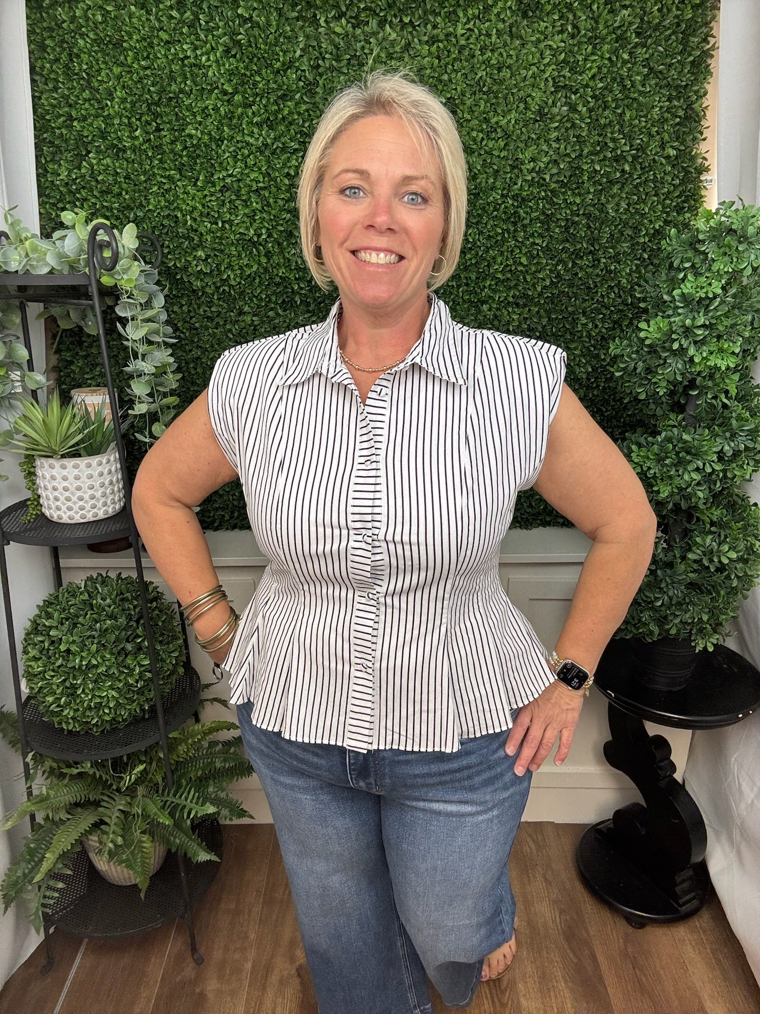 City Line Pintuck Sleeveless Shirt