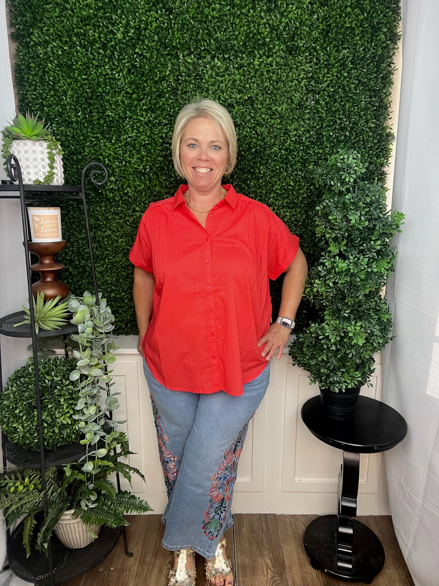 CAMPSHIRT /SHIRRING - CORAL RED