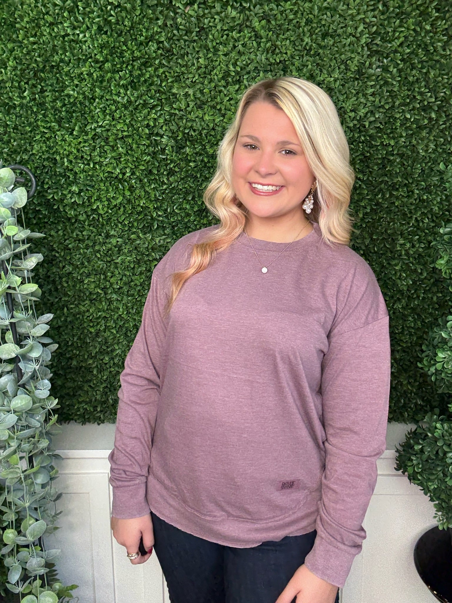 VINTAGE WASH LONG SLEEVE PONCHO TOP - MAUVE