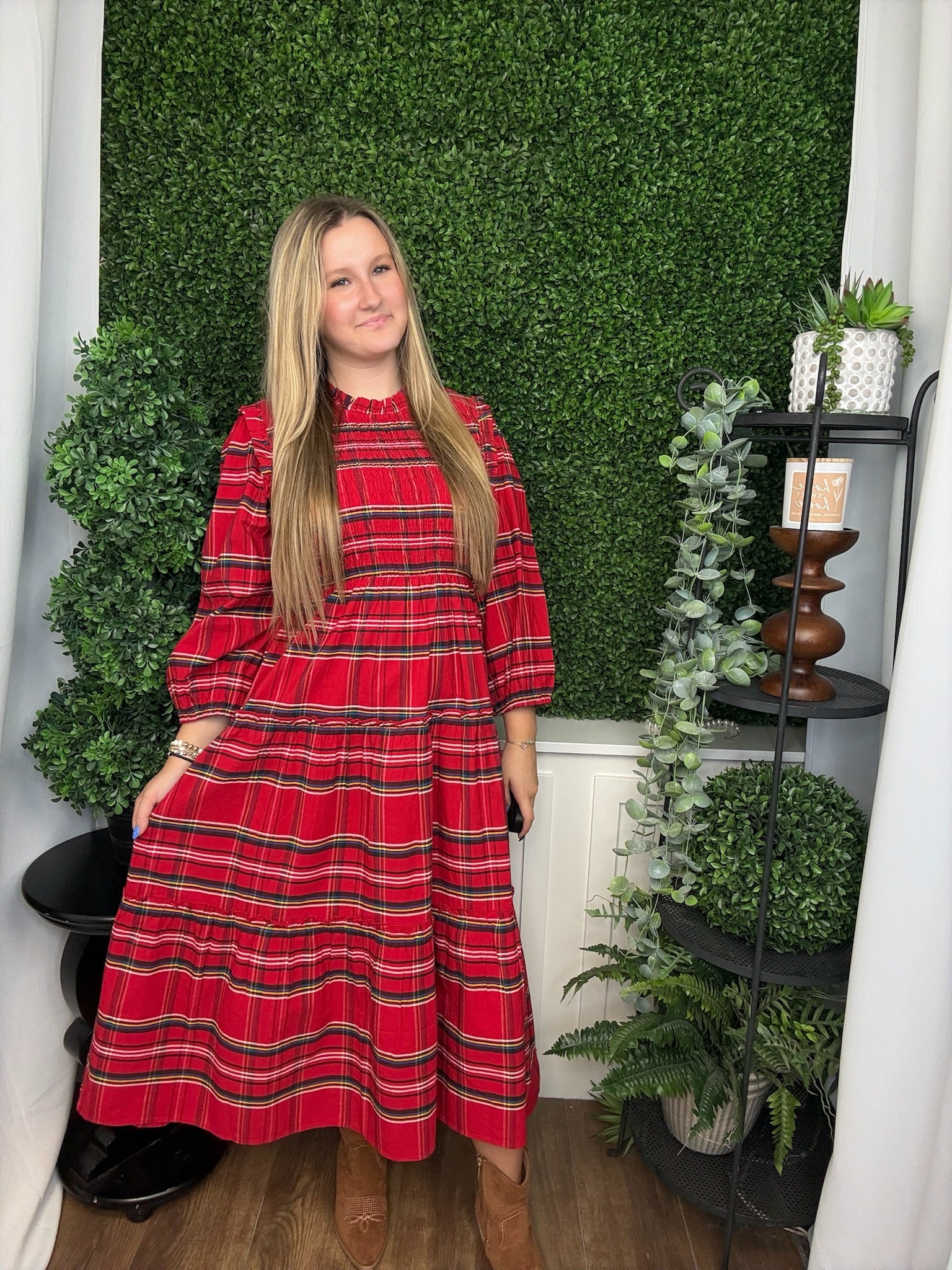 WALTON PLAID MIDI DRESS