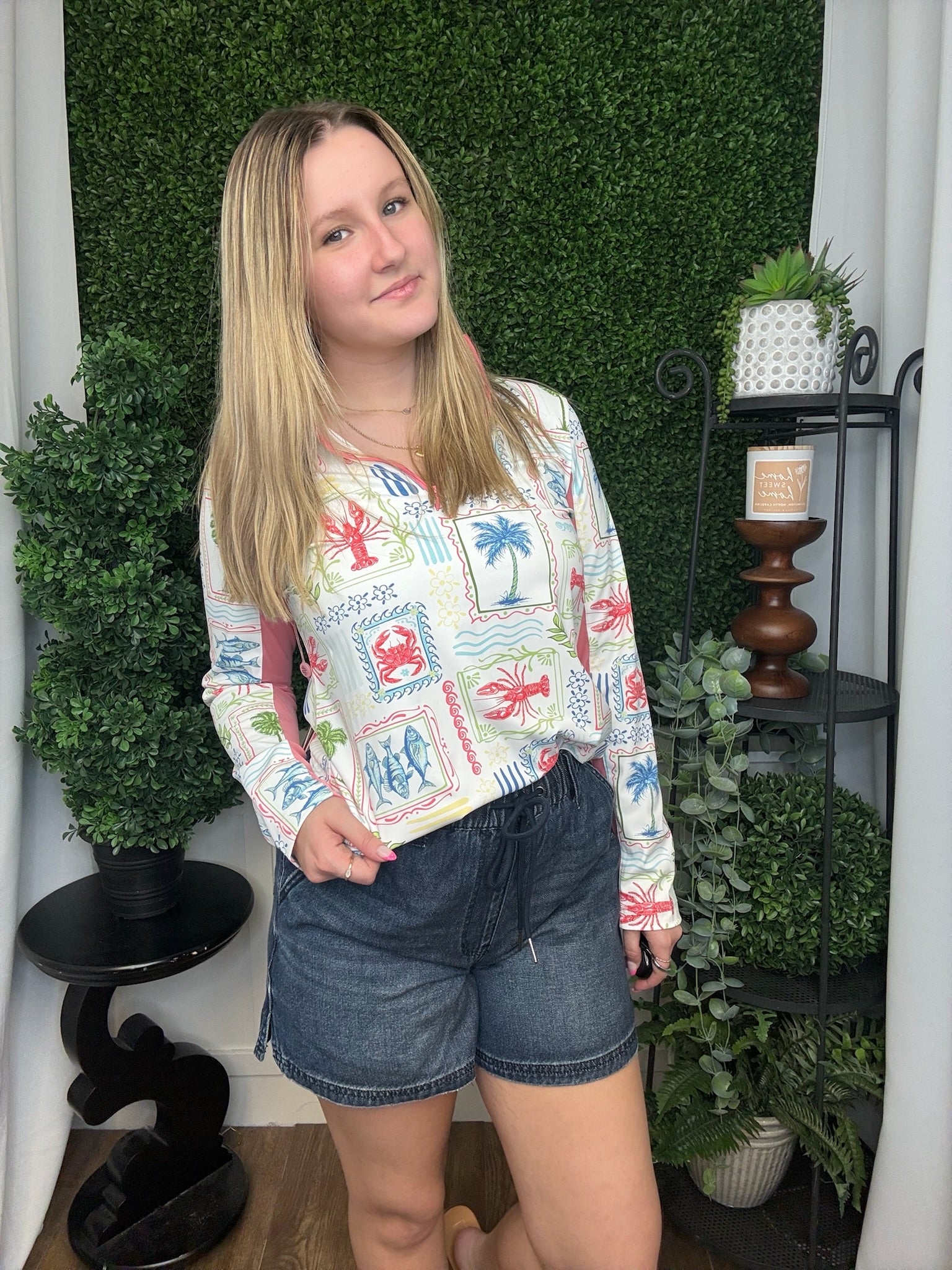 UPF ZIP PULLOVER TOP - SEA PATCH