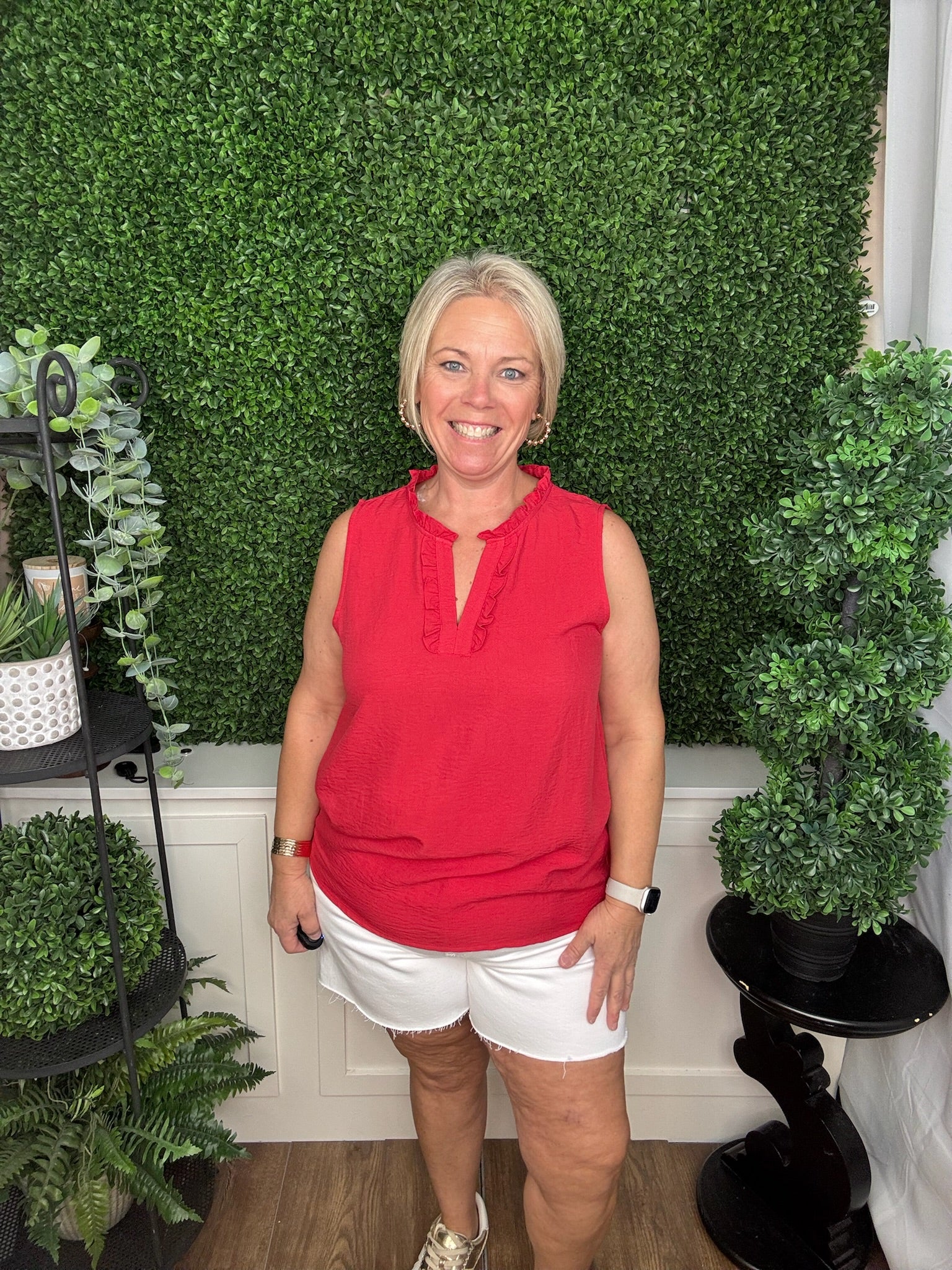 Classic Ruffle Trim Sleeveless Blouse