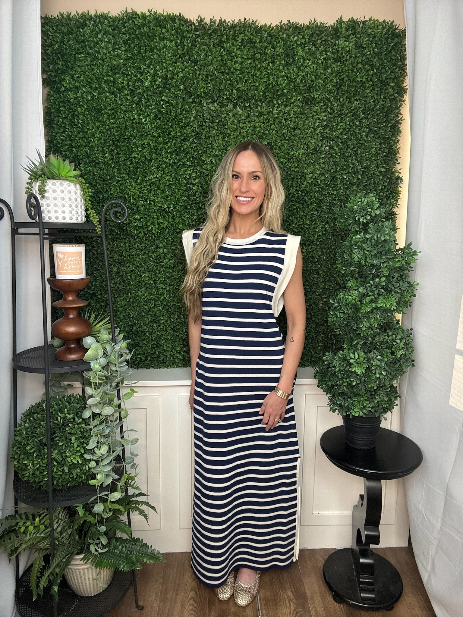 Sleeveless Navy Stripe Dress
