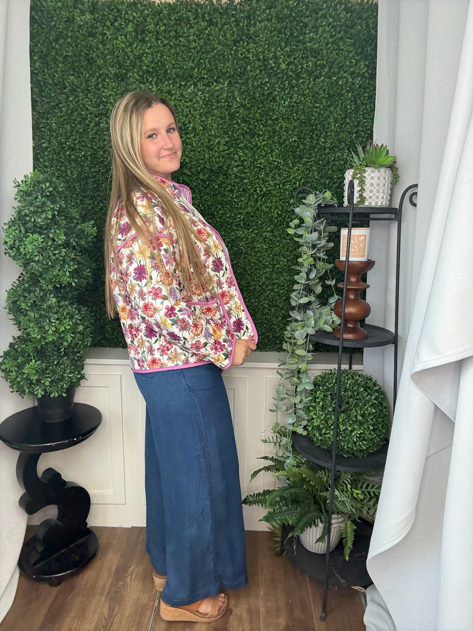 BOTANICAL QUILTED JACKET - PINK