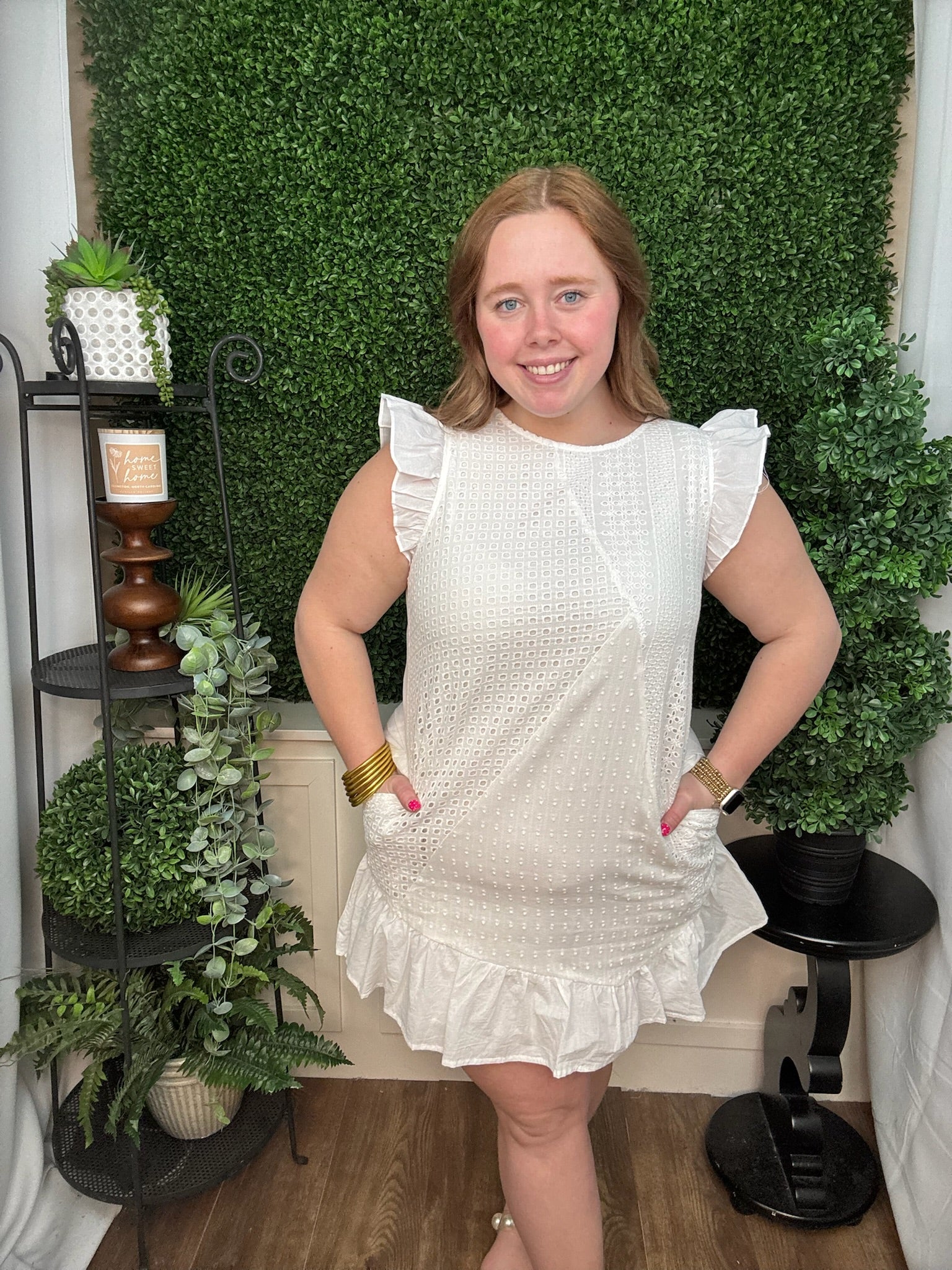 Textured Flutter Sleeve Dress