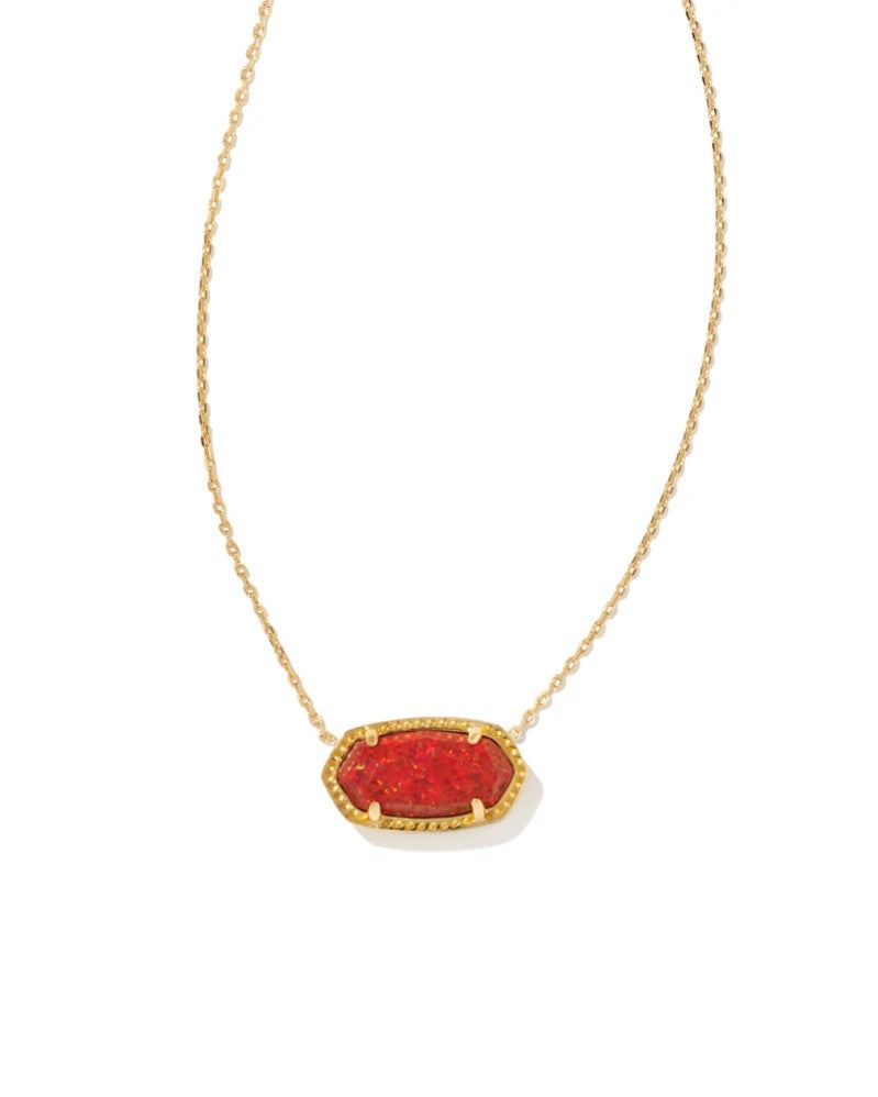 ELISA PENDANT NECKLACE - GOLD RED KYOCERA OPAL