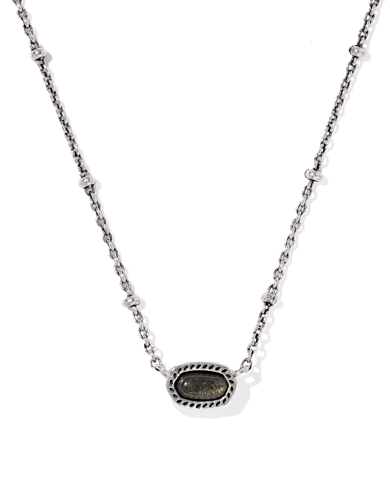 MINI ELISA SATELLITE SHORT PENDANT NECKLACE - VINTAGE SILVER GOLDEN OBSIDIAN