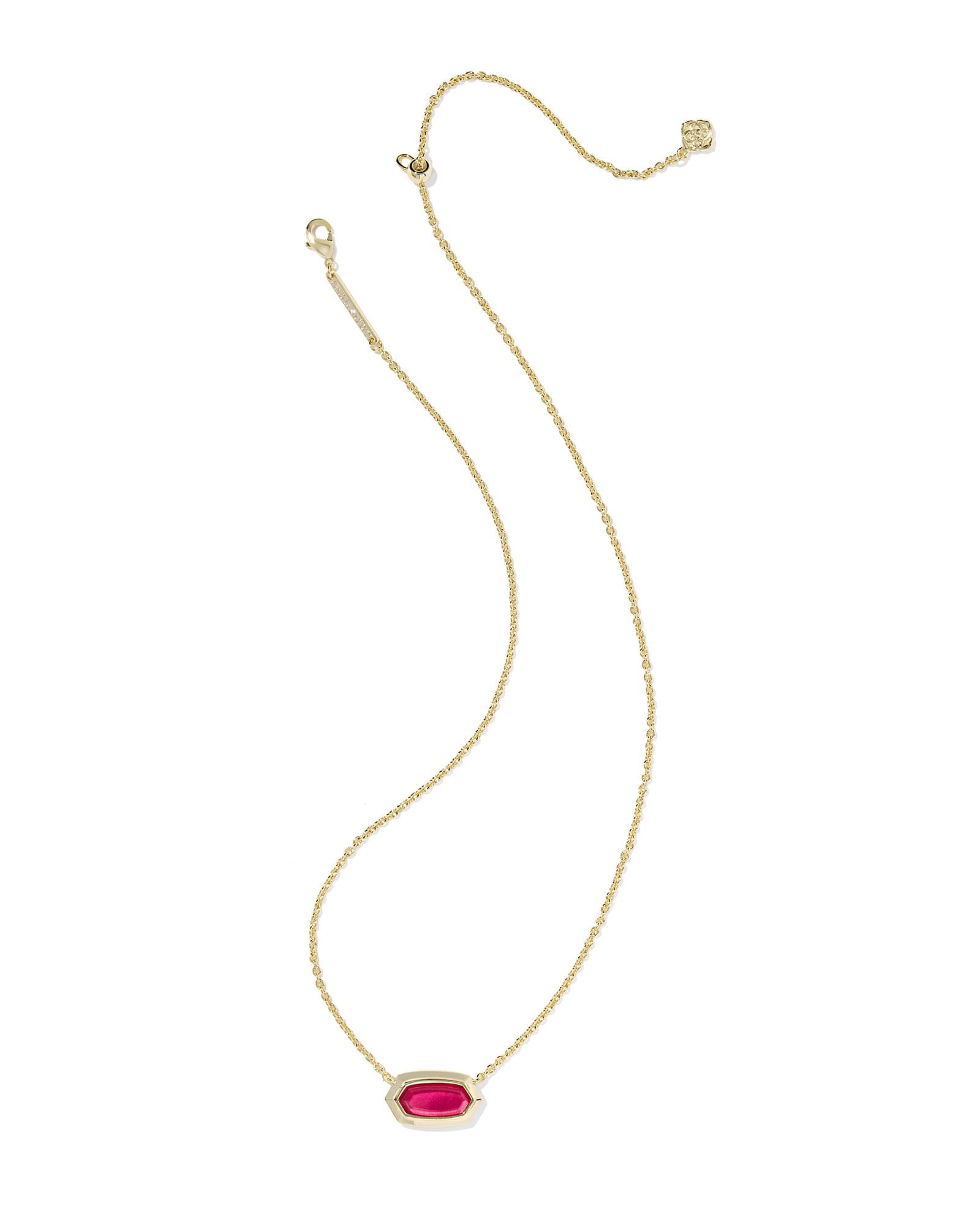 ELISA BEZEL SHORT PENDANT NECKLACE - GOLD CARMINE RED ILLUSION