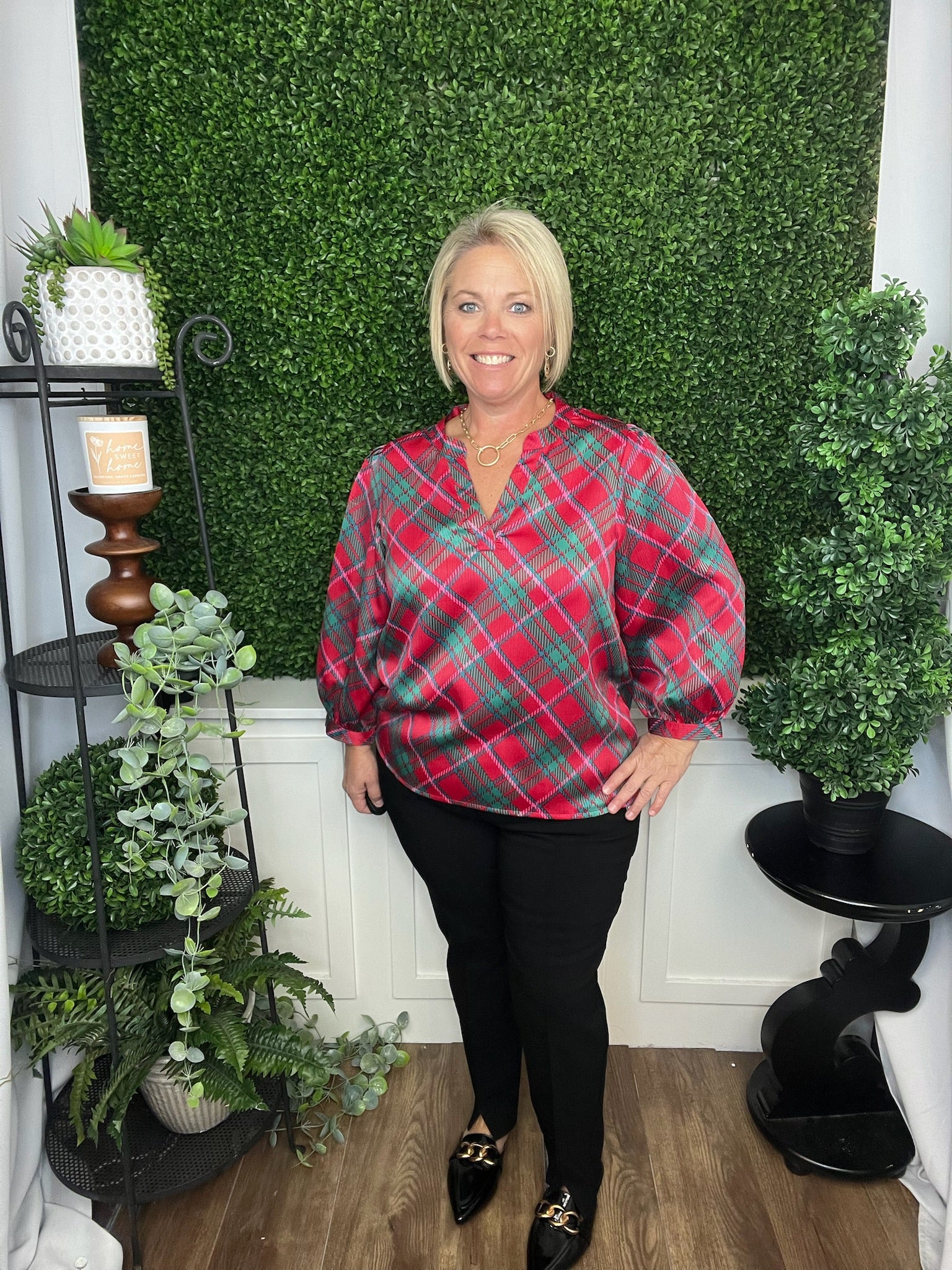 TAMRYN TOP PLAID ABOUT YOU - PINK