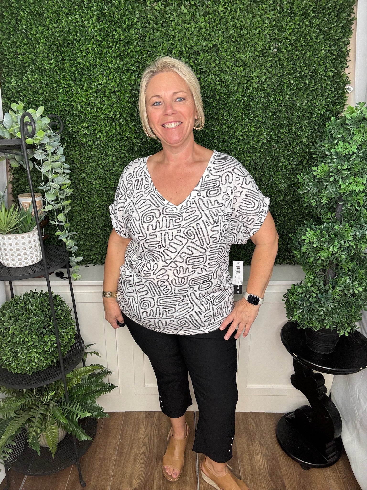 CAP SLEEVE WEAR 2 WAYS BOAT OR VNECK TOP - WHITE