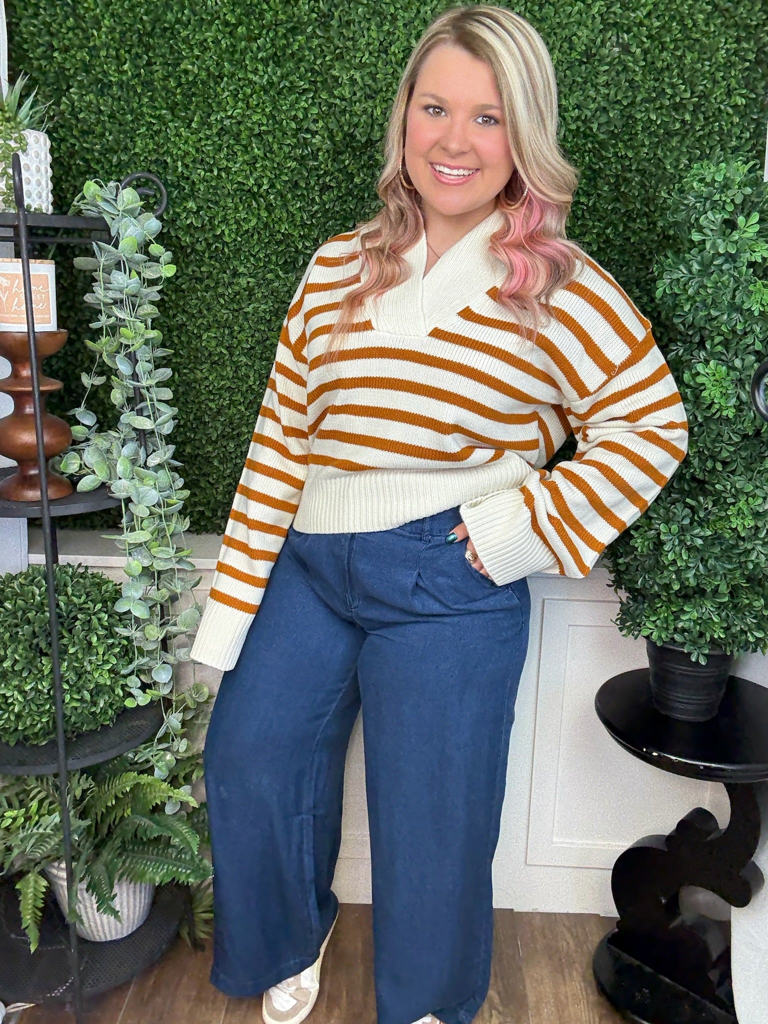 PLISSE DRESS PANTS - CHAMBRAY