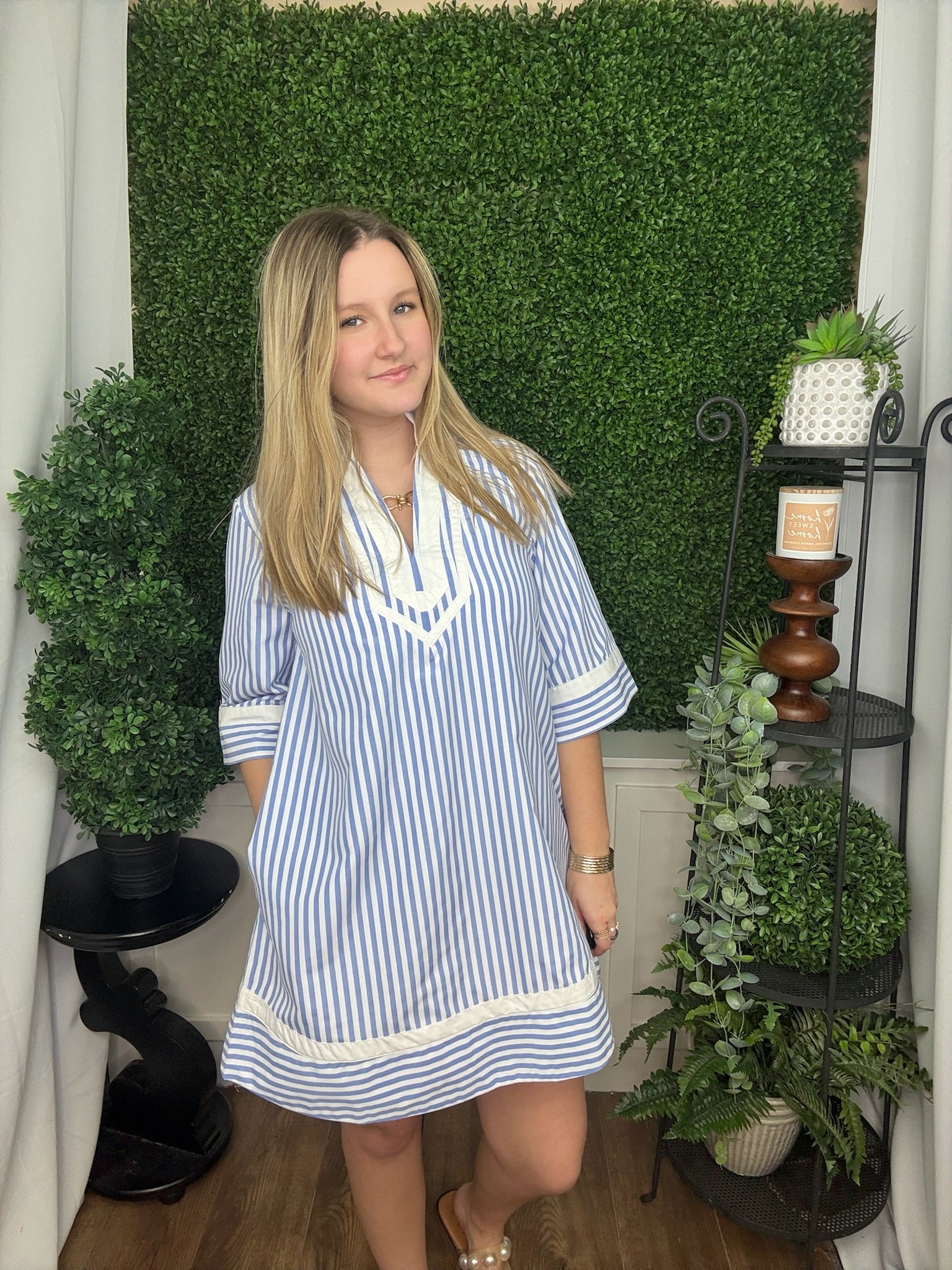 Lt Blue Stripped Dress