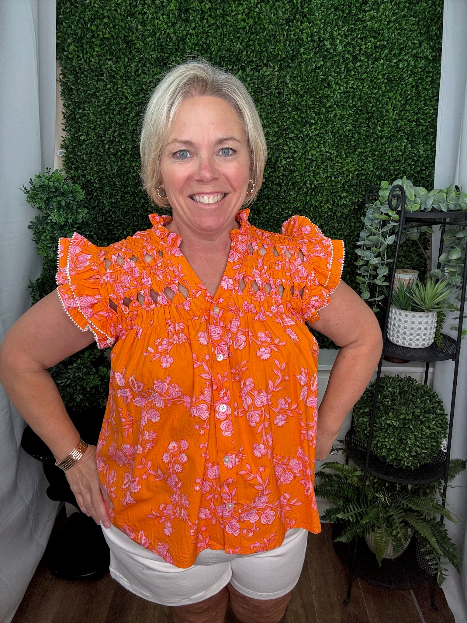 ORANGE BLOUSE WITH CUTOUTS