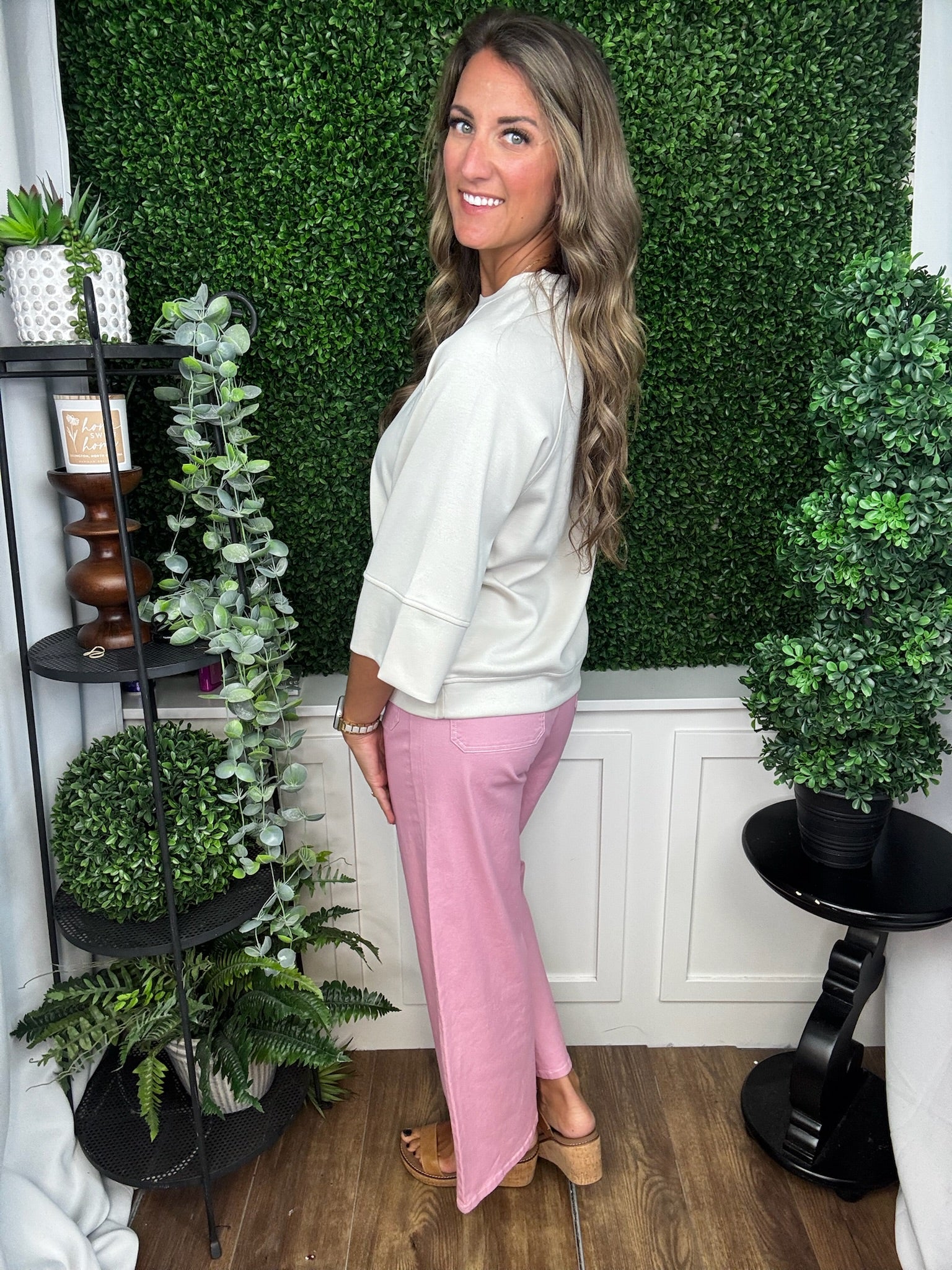 SOLID HIGH-WAIST PANT - PINK