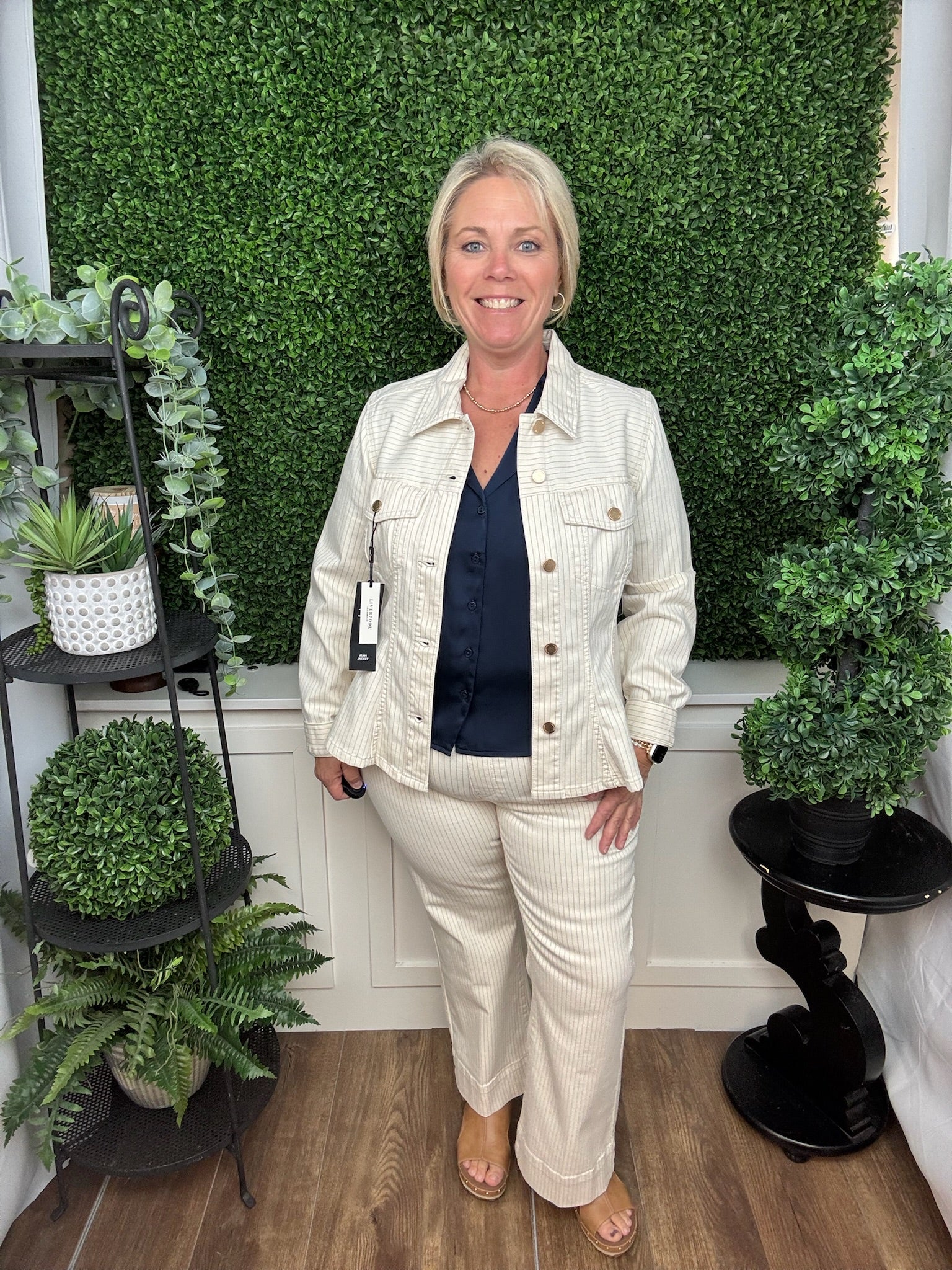 FIT AND FLARE TRUCKER JACKET - NAUTICAL STRIPE