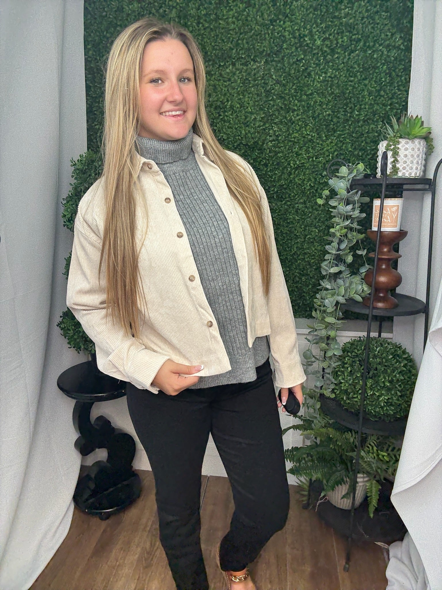 CORDUROY RELAXED TOP SHACKET - SAND