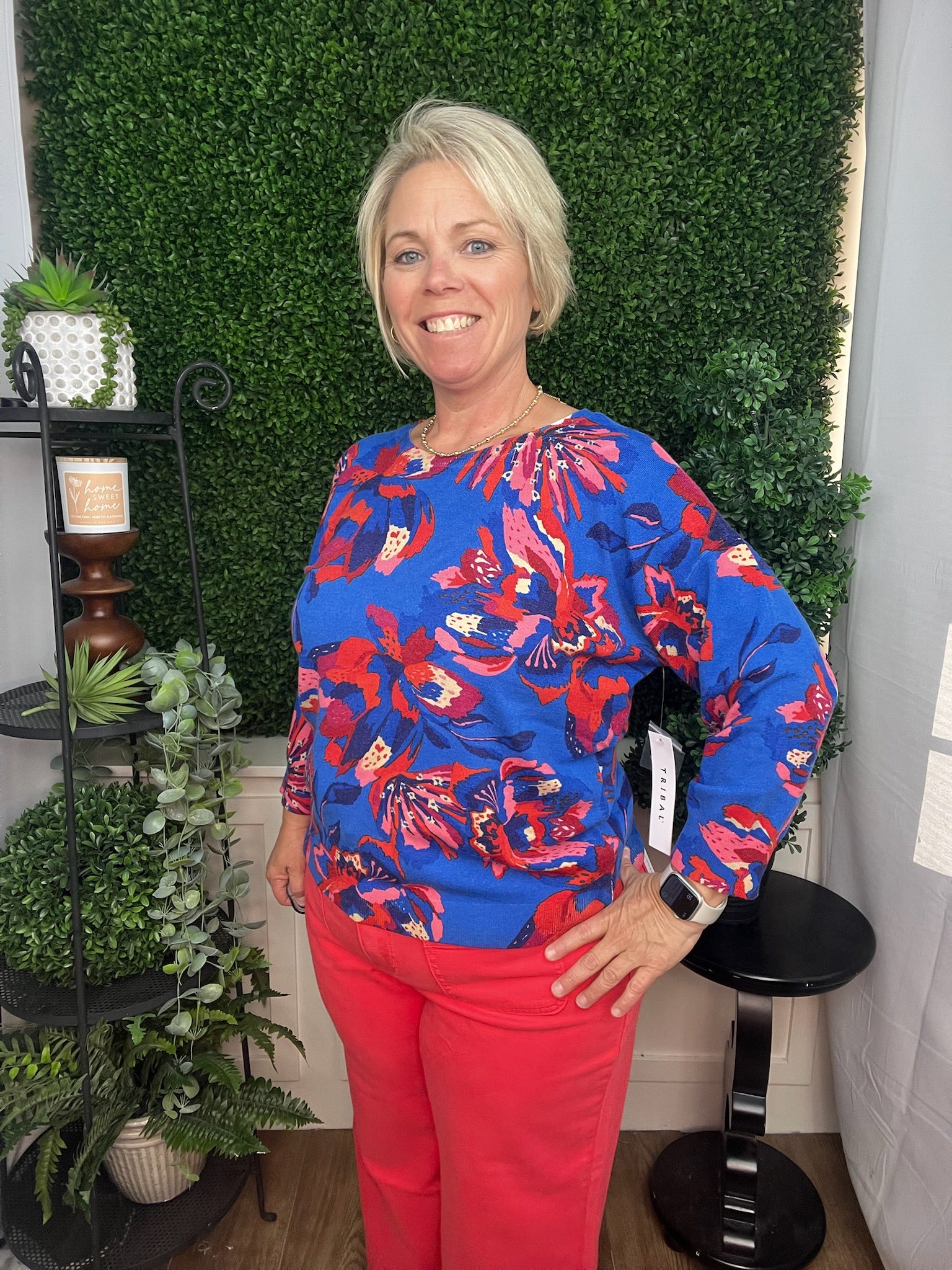 3/4 SLEEVE CREW NECK SWEATER - TURKISH SEA