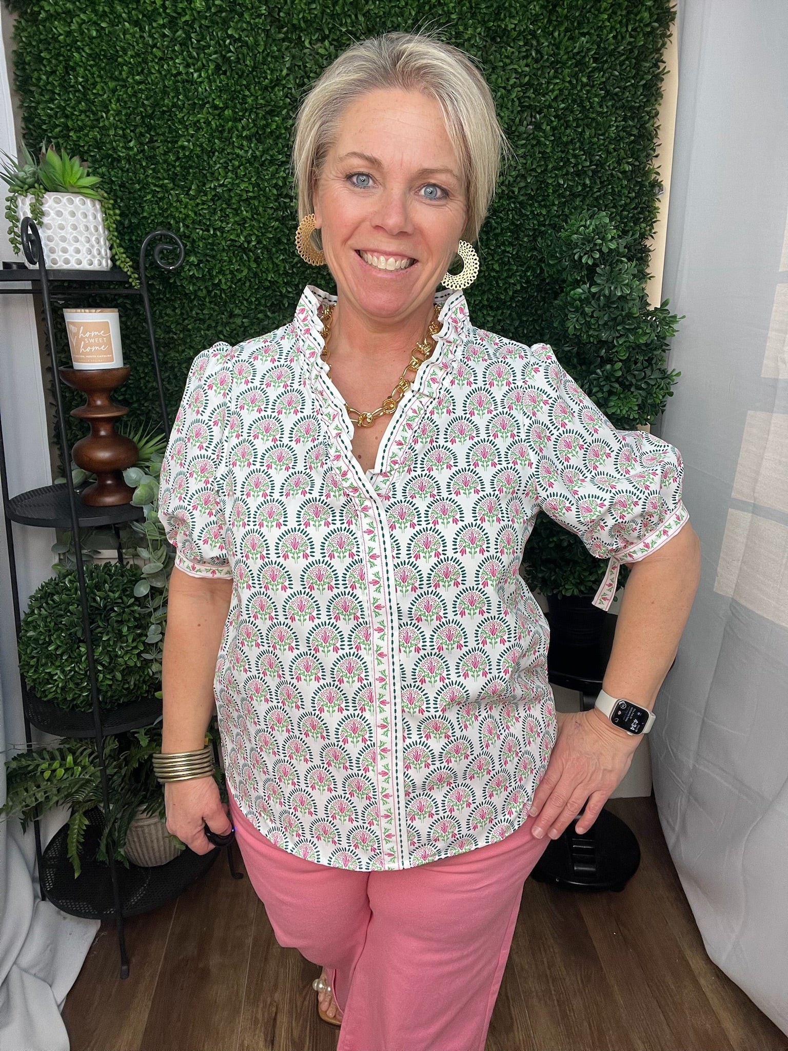 TOP BRYNN SUNSHOWER FLORAL WHITE