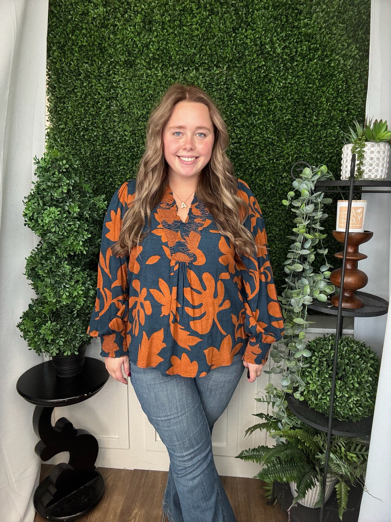 PRINTED RAYON CHALLIS TOP - WOODNIGHT