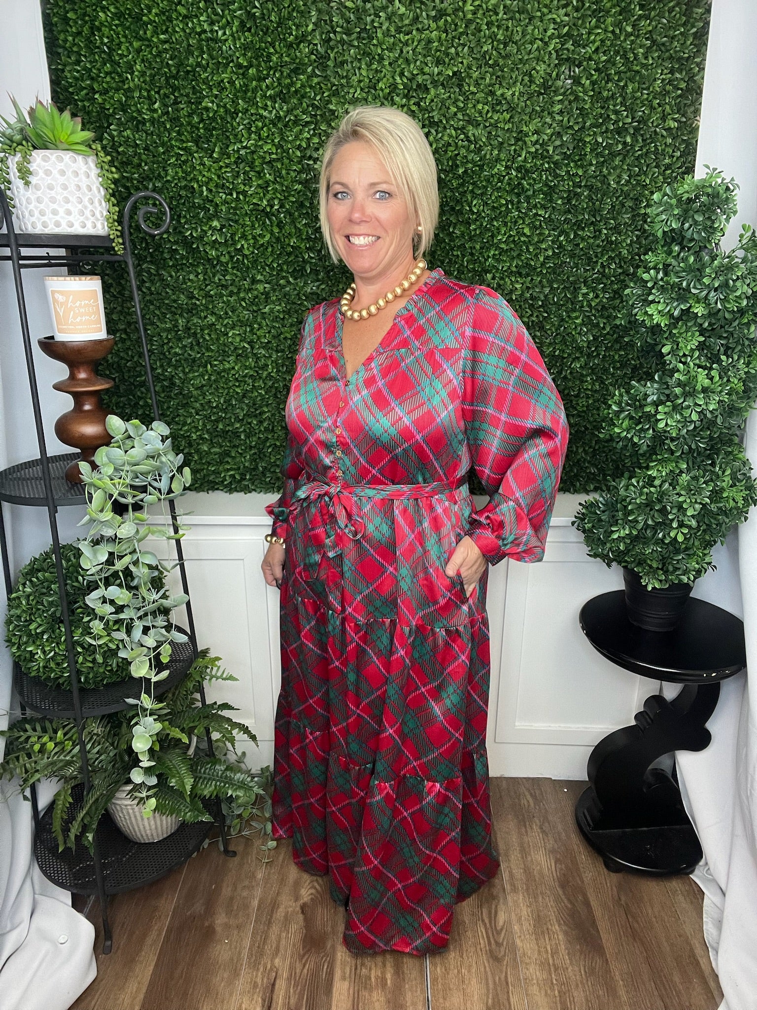 GRACELYN DRESS PLAID ABOUT YOU - PINK