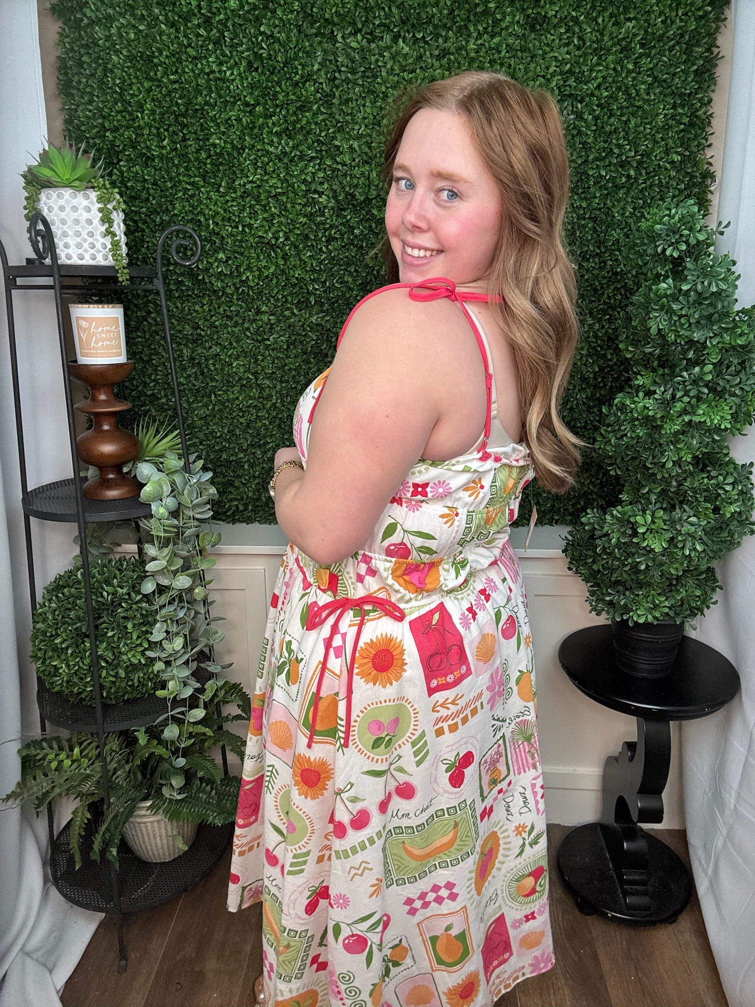 Tutti Frutti Smocked Tie-Strap Dress