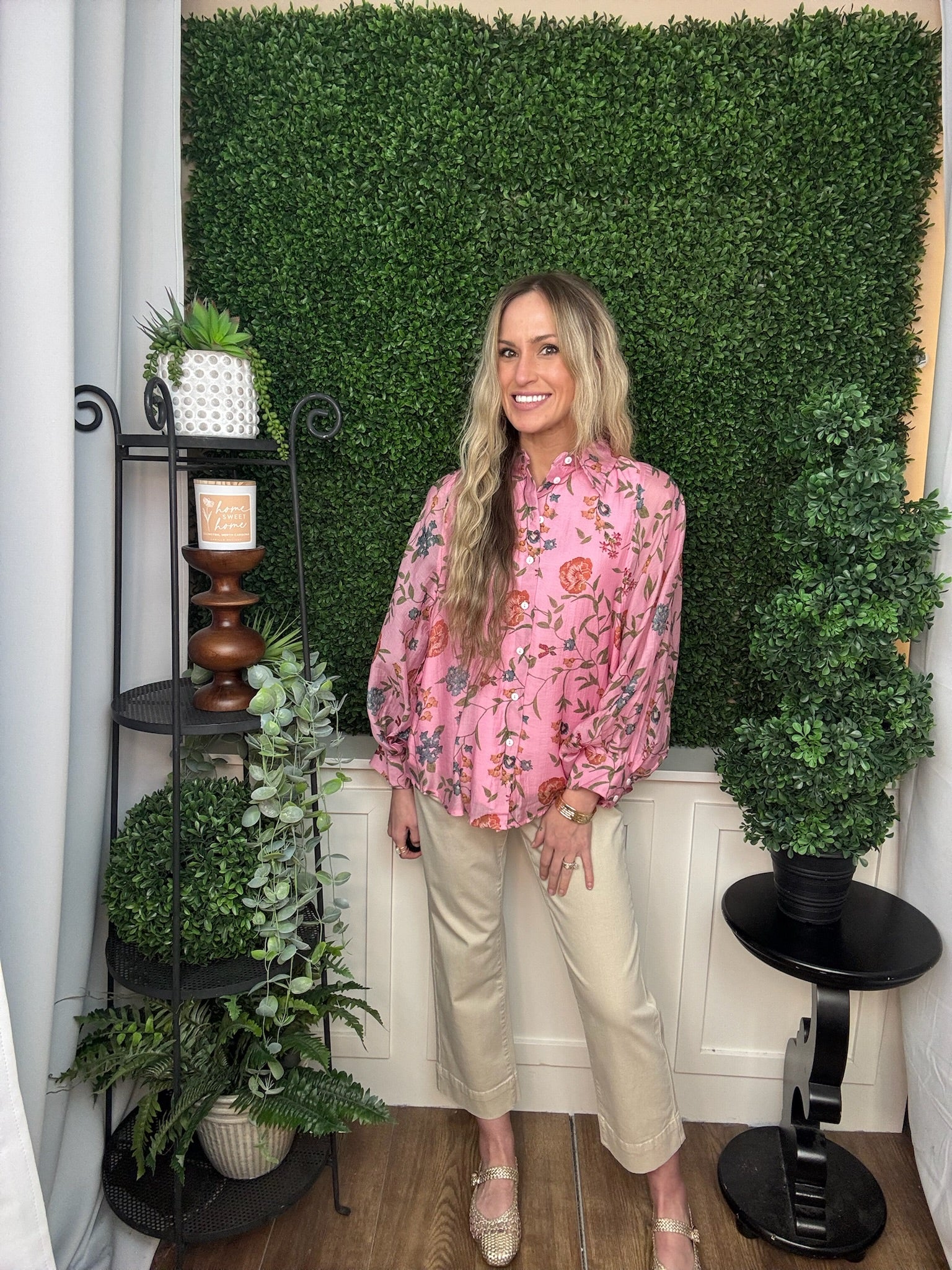 LONG PUFF SLEEVE FLORAL BLOUSE