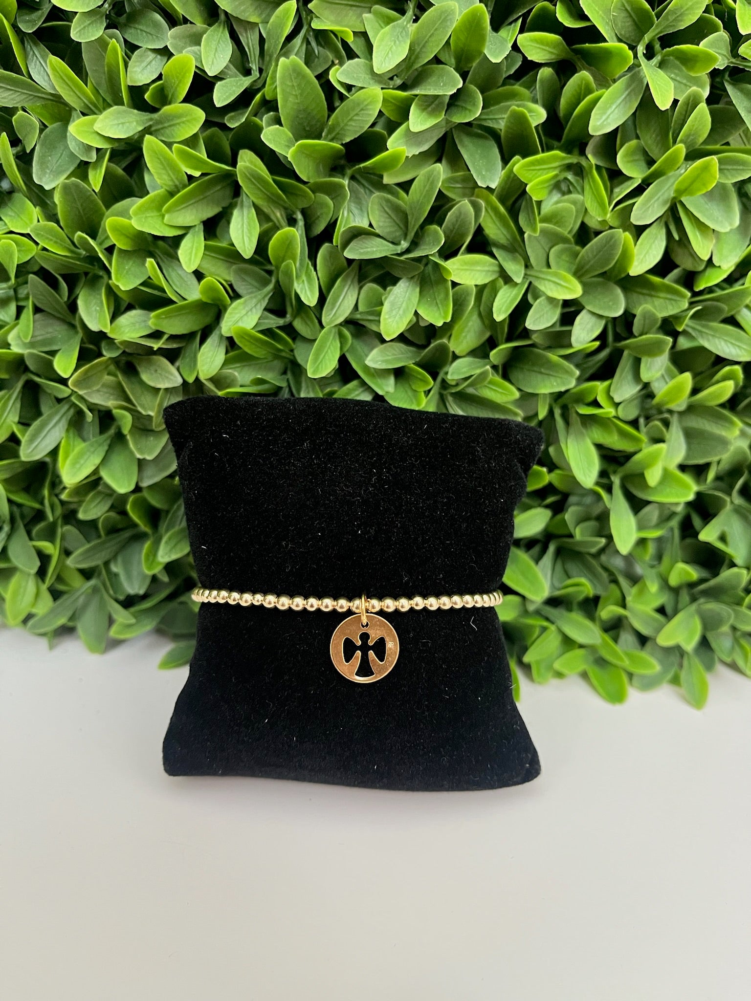 CLASSIC GOLD 3MM BEAD BRACELET - GUARDIAN ANGEL GOLD DISC