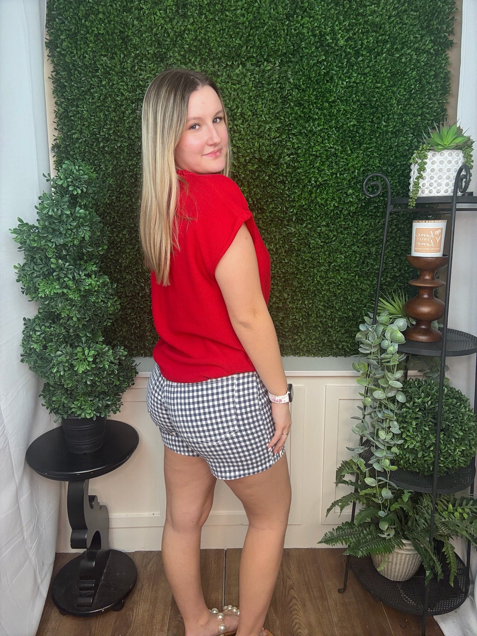 LIGHTWEIGHT GINGHAM SHORT - NAVY