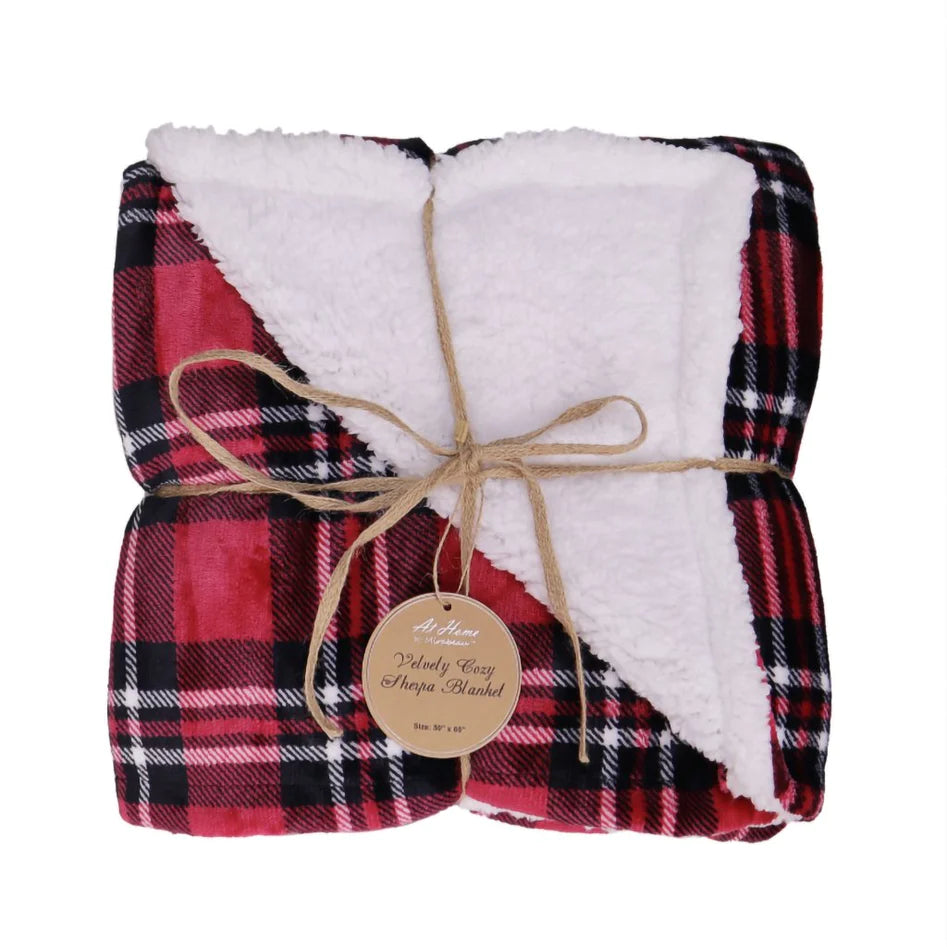 VELVETY FLEECE HOLLY PLAID SHERPA BLANKET — Jernigan's