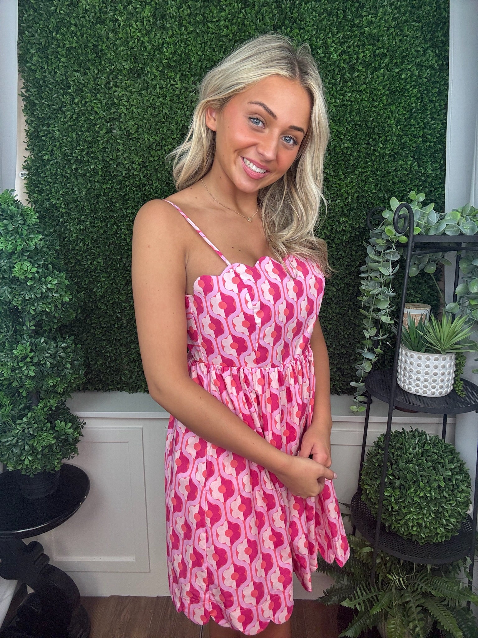 Printed Smocked Mini Dress