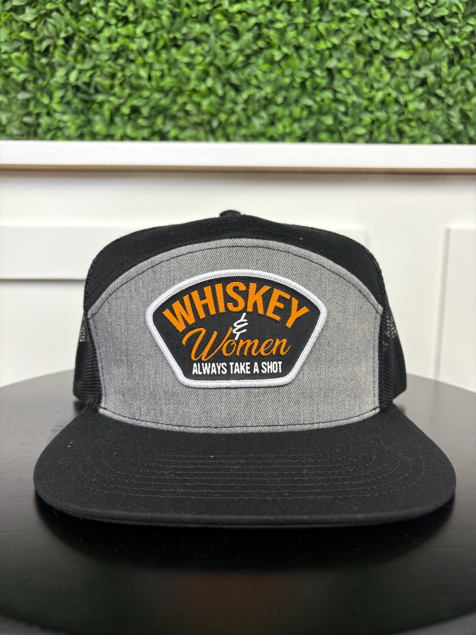 WHISKEY AND WOMENS PATCH HAT HEATHER/BLACK