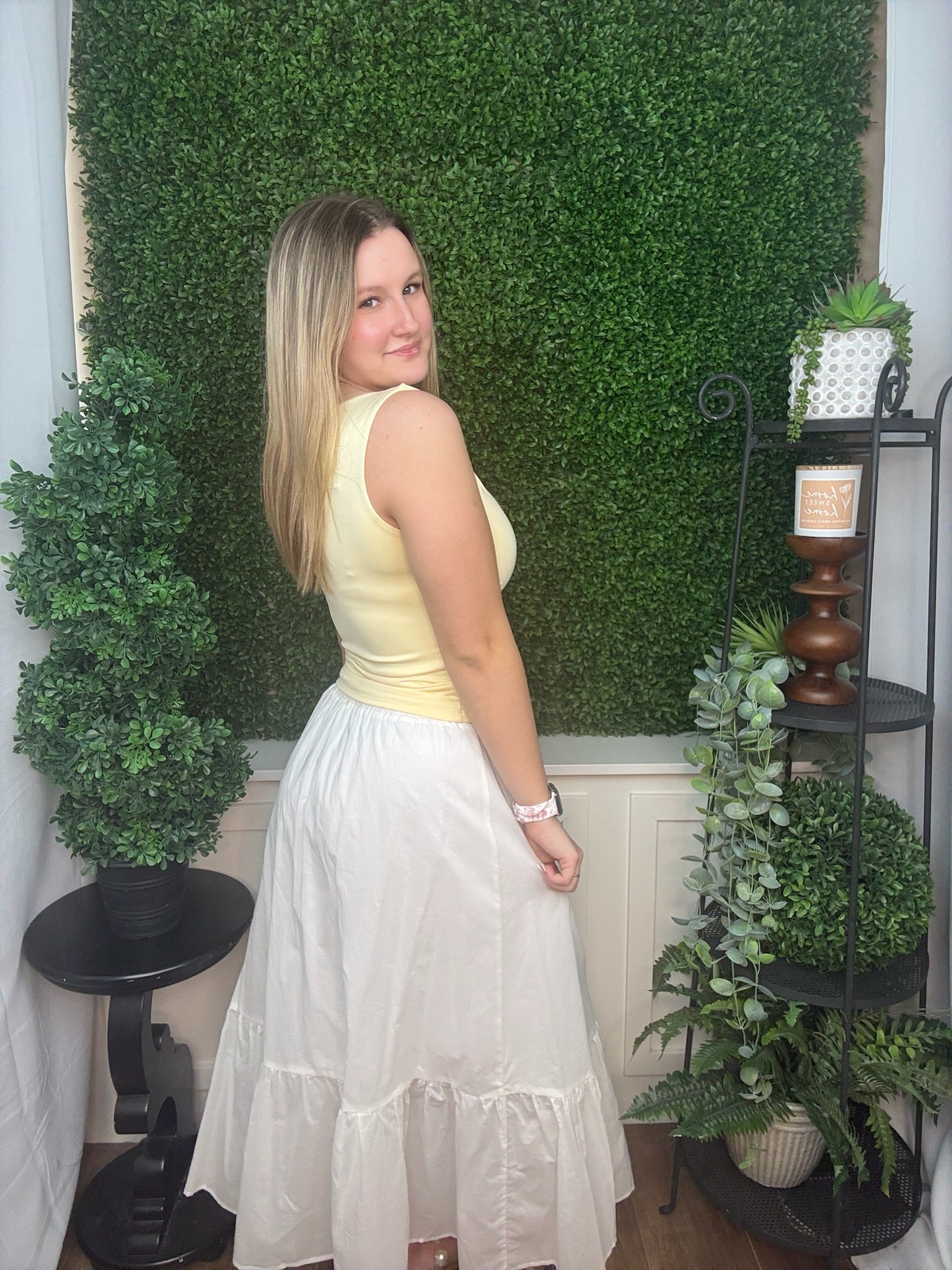 BUTTER YELLOW SLEEVELESS FASHION TOP