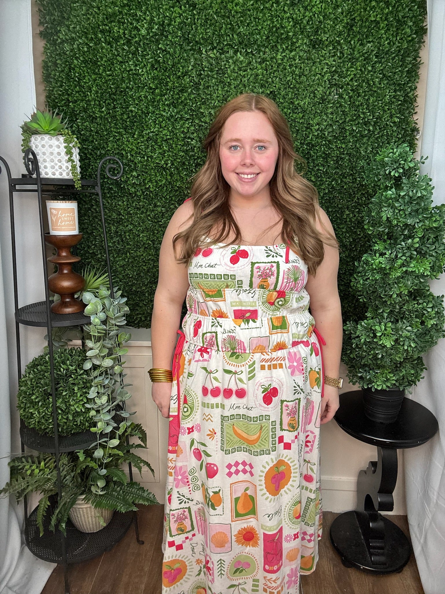 Tutti Frutti Smocked Tie-Strap Dress