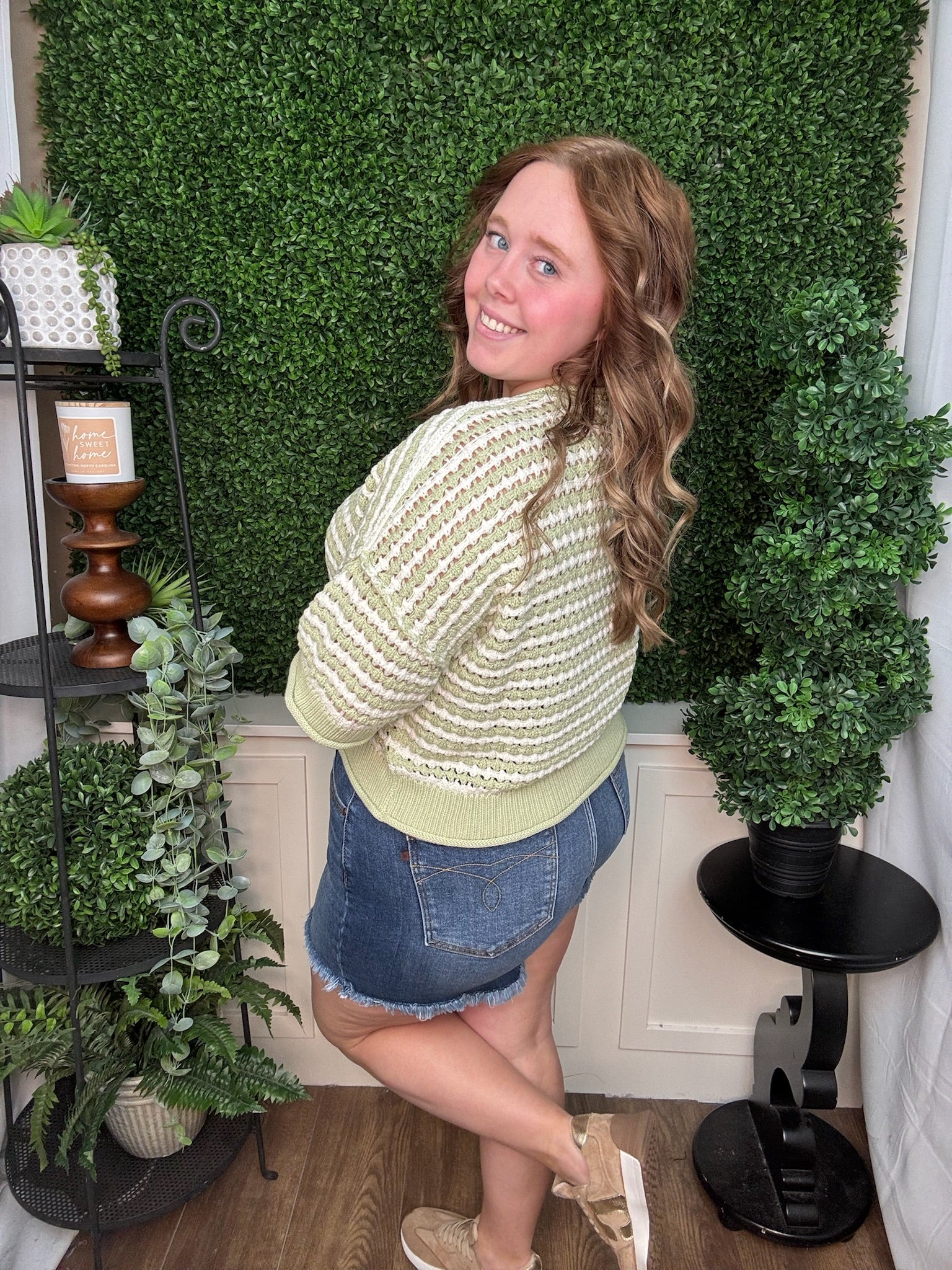 Olive Breeze Crochet Cardigan
