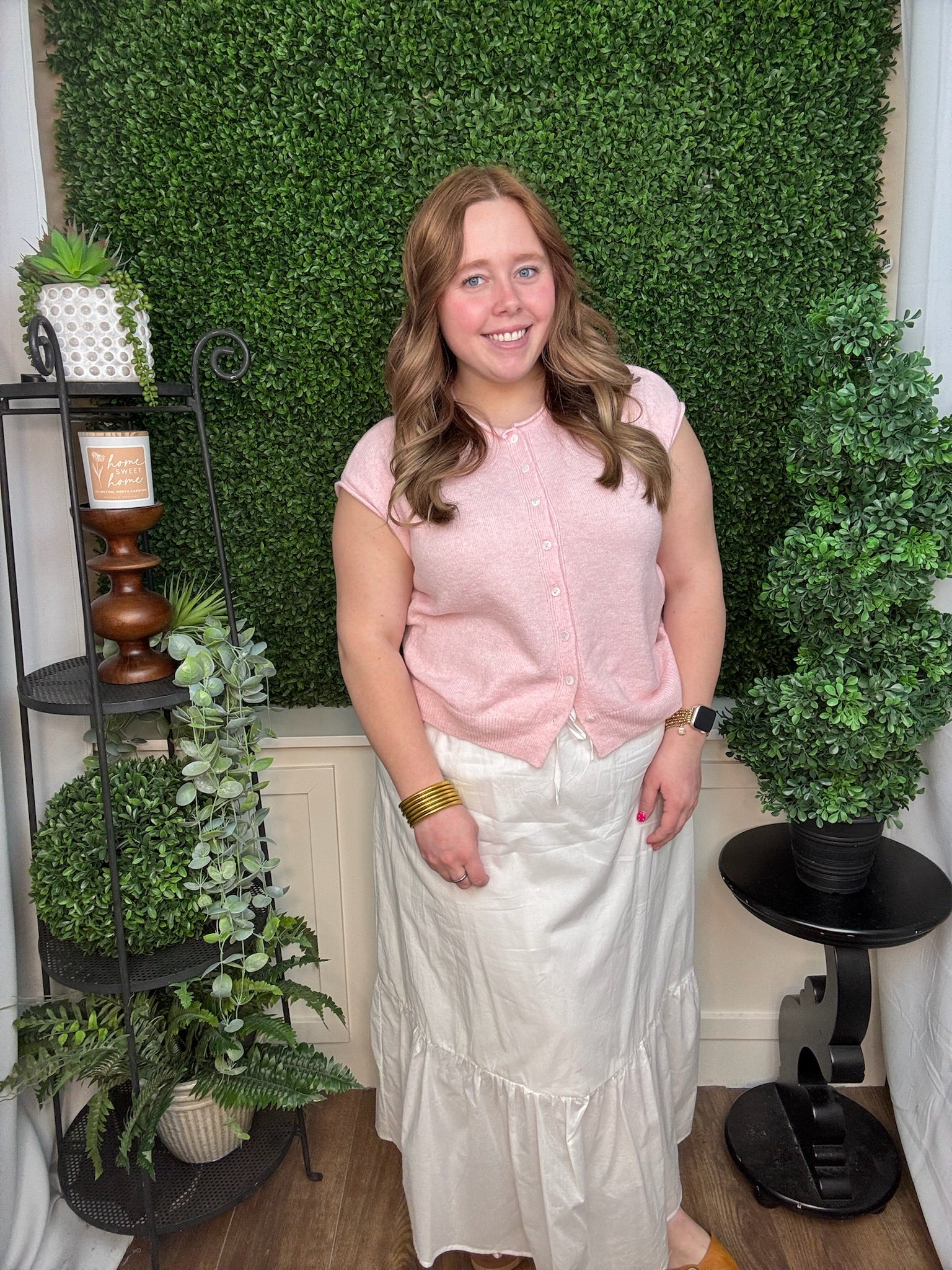 White Tiered Flowy Midi Skirt