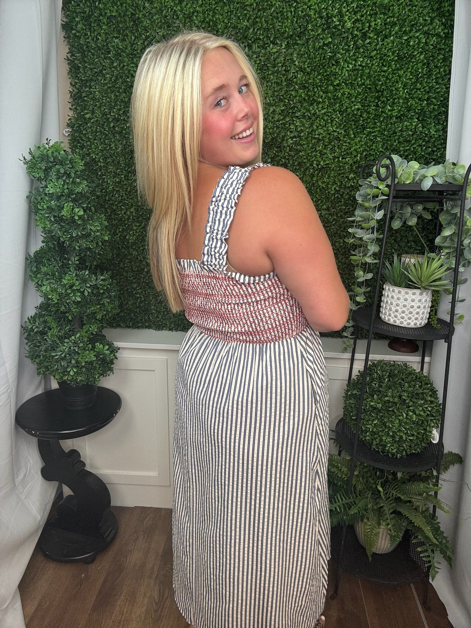 STRAPPED STRIP DRESS - BLUE