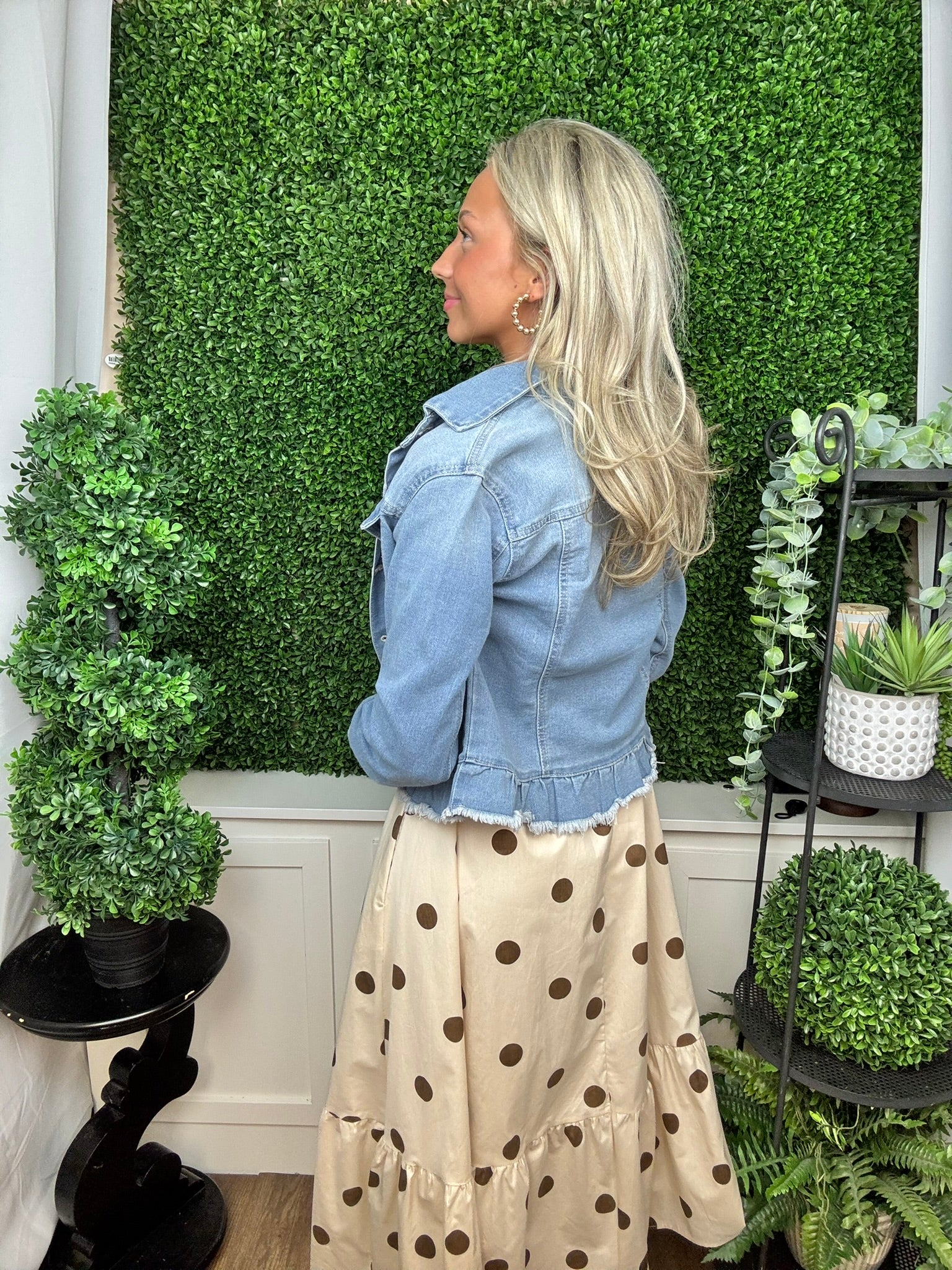 PEPLUM DENIM JACKET LIGHT WASH