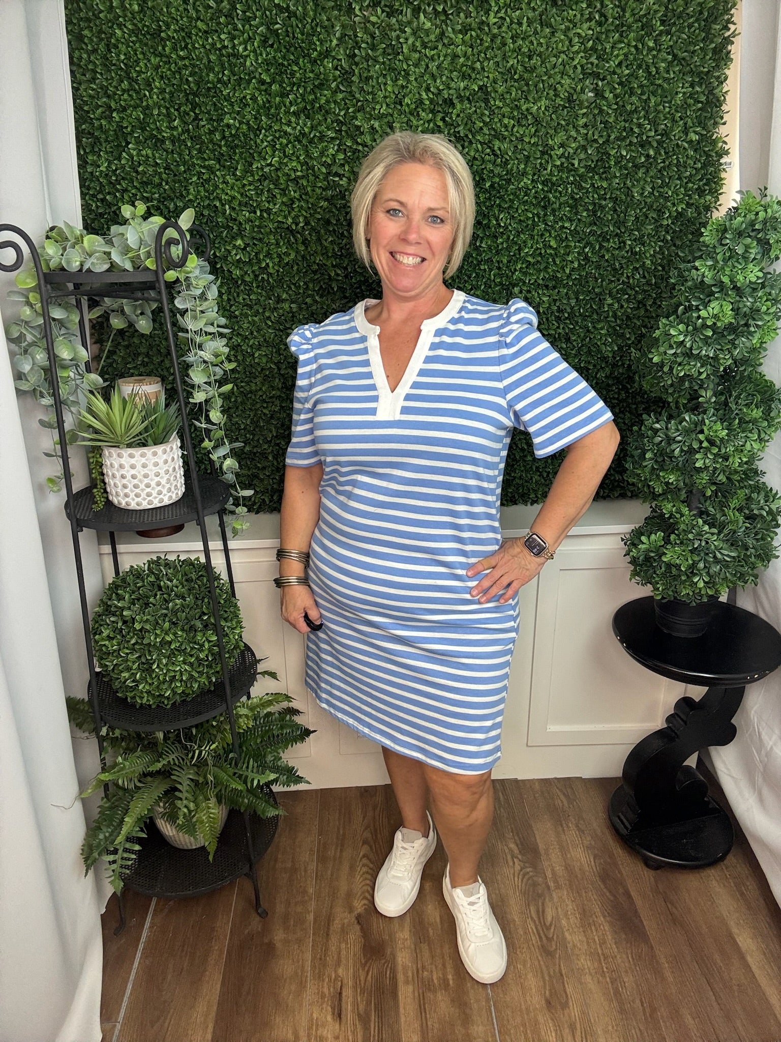 DRESS ADELYN T-SHIRT BLUE/WHITE STRIPE
