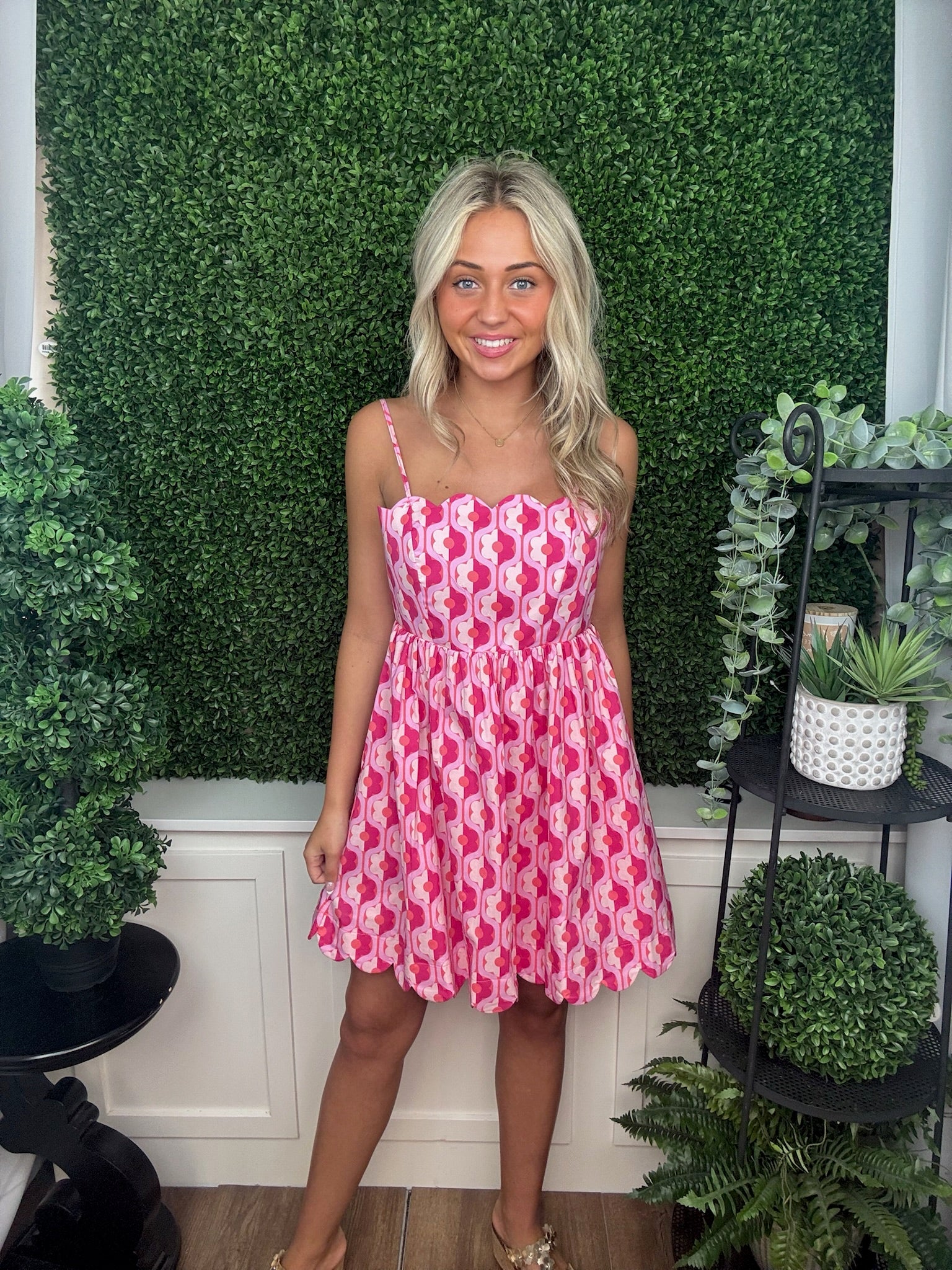 Printed Smocked Mini Dress