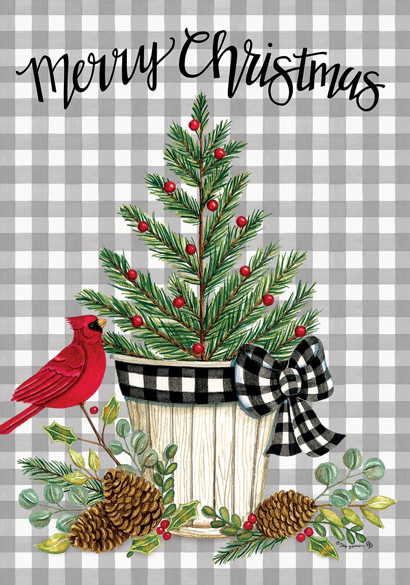 CARDINAL CHRISTMAS TREE GARDEN FLAG