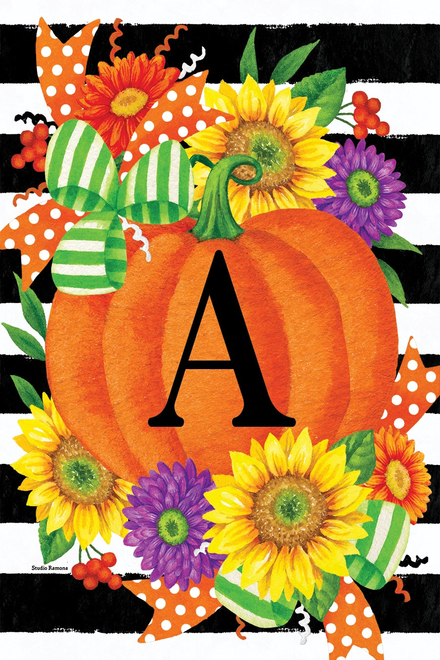 PUMPKIN SPLENDOR MONOGRAM GARDEN FLAG