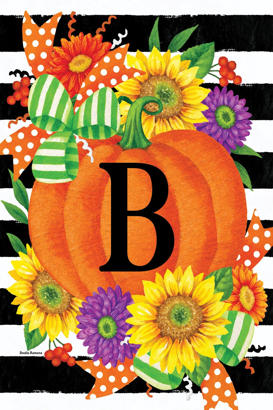 PUMPKIN SPLENDOR MONOGRAM GARDEN FLAG