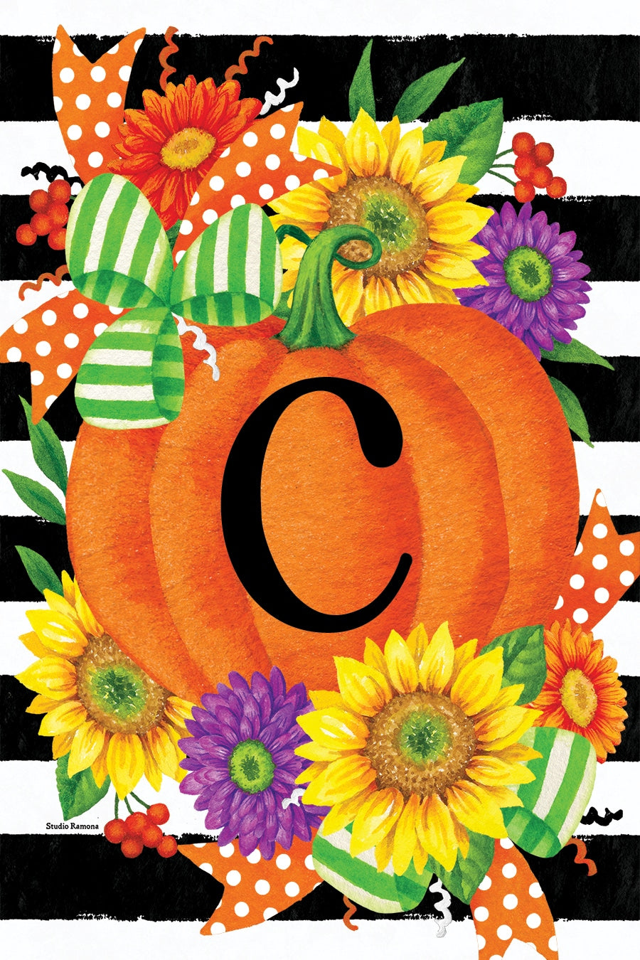 PUMPKIN SPLENDOR MONOGRAM GARDEN FLAG