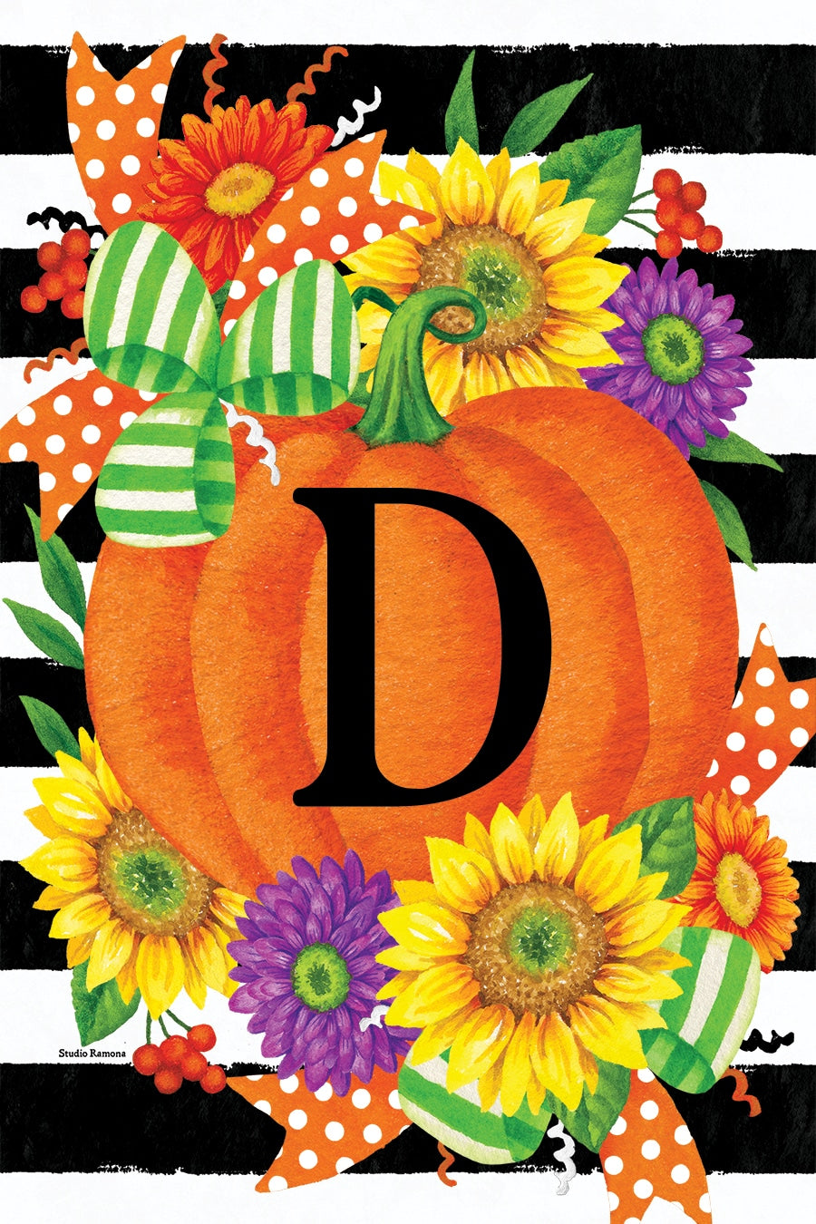 PUMPKIN SPLENDOR MONOGRAM GARDEN FLAG