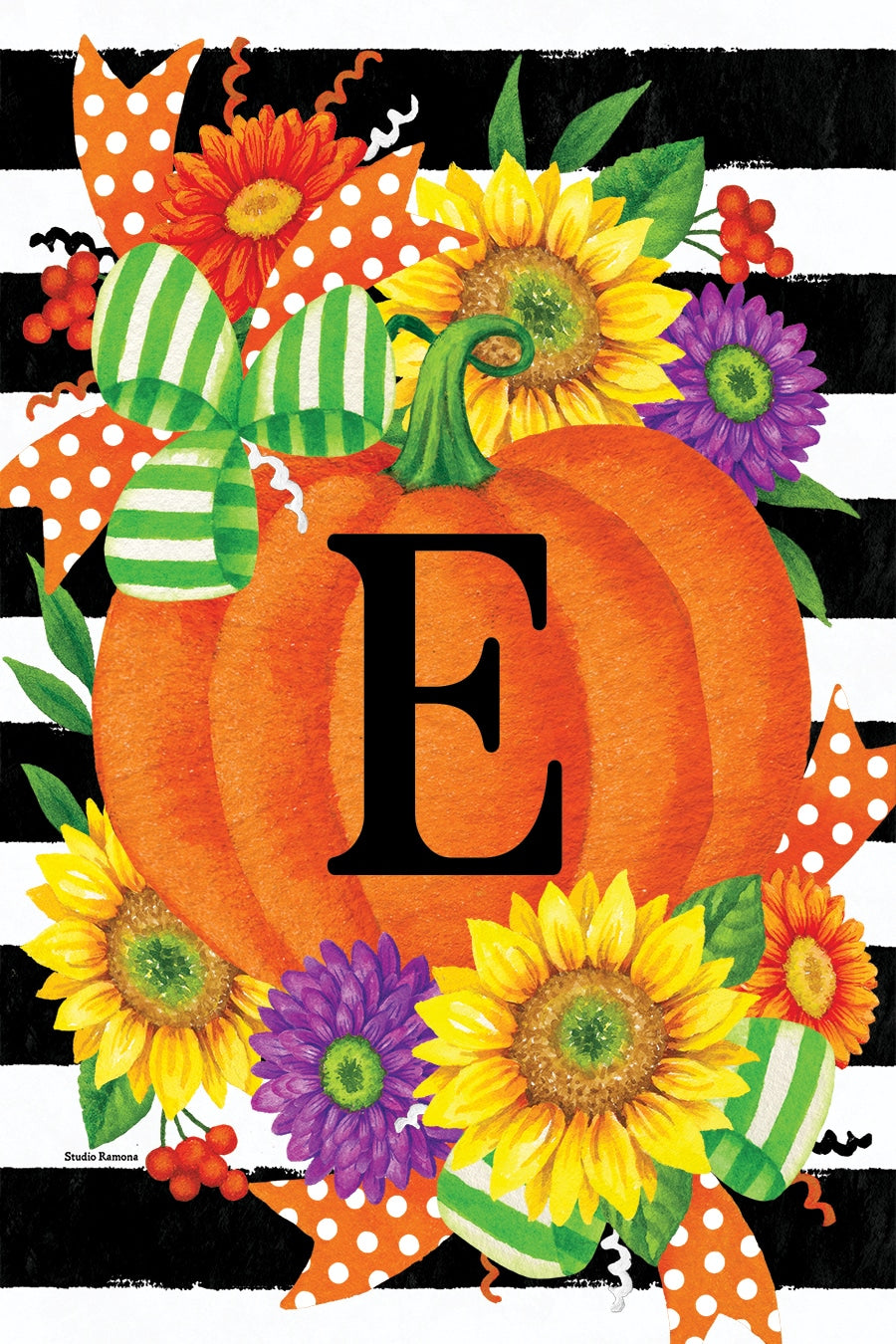 PUMPKIN SPLENDOR MONOGRAM GARDEN FLAG