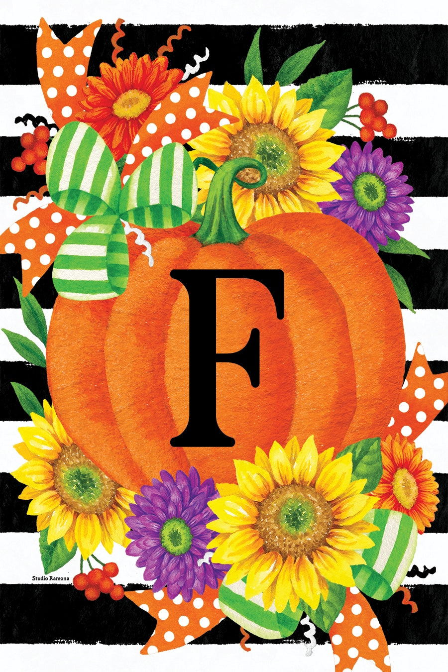 PUMPKIN SPLENDOR MONOGRAM GARDEN FLAG