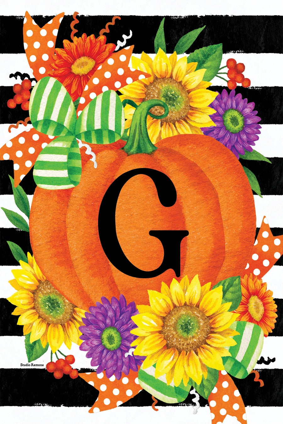 PUMPKIN SPLENDOR MONOGRAM GARDEN FLAG