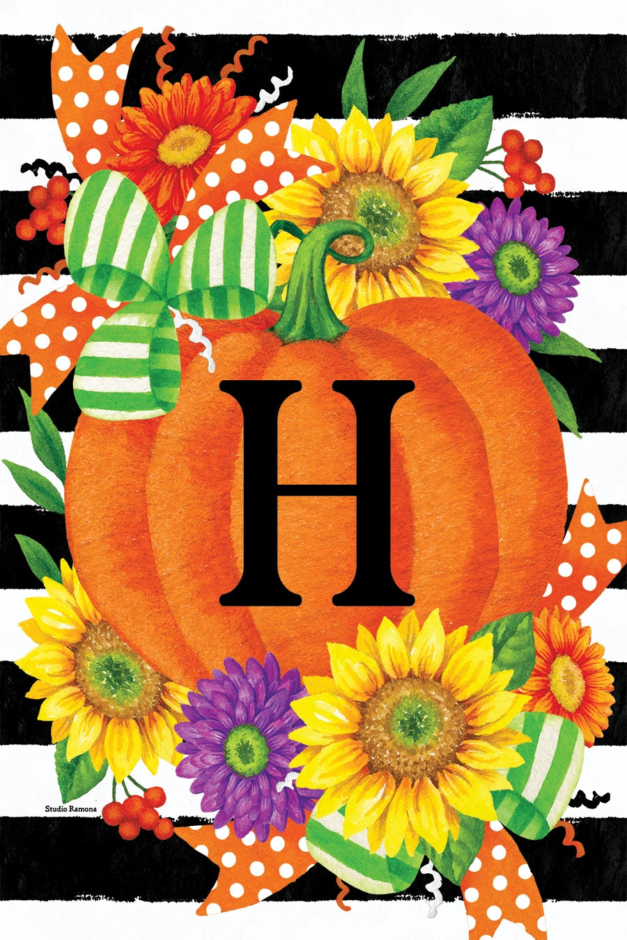 PUMPKIN SPLENDOR MONOGRAM GARDEN FLAG